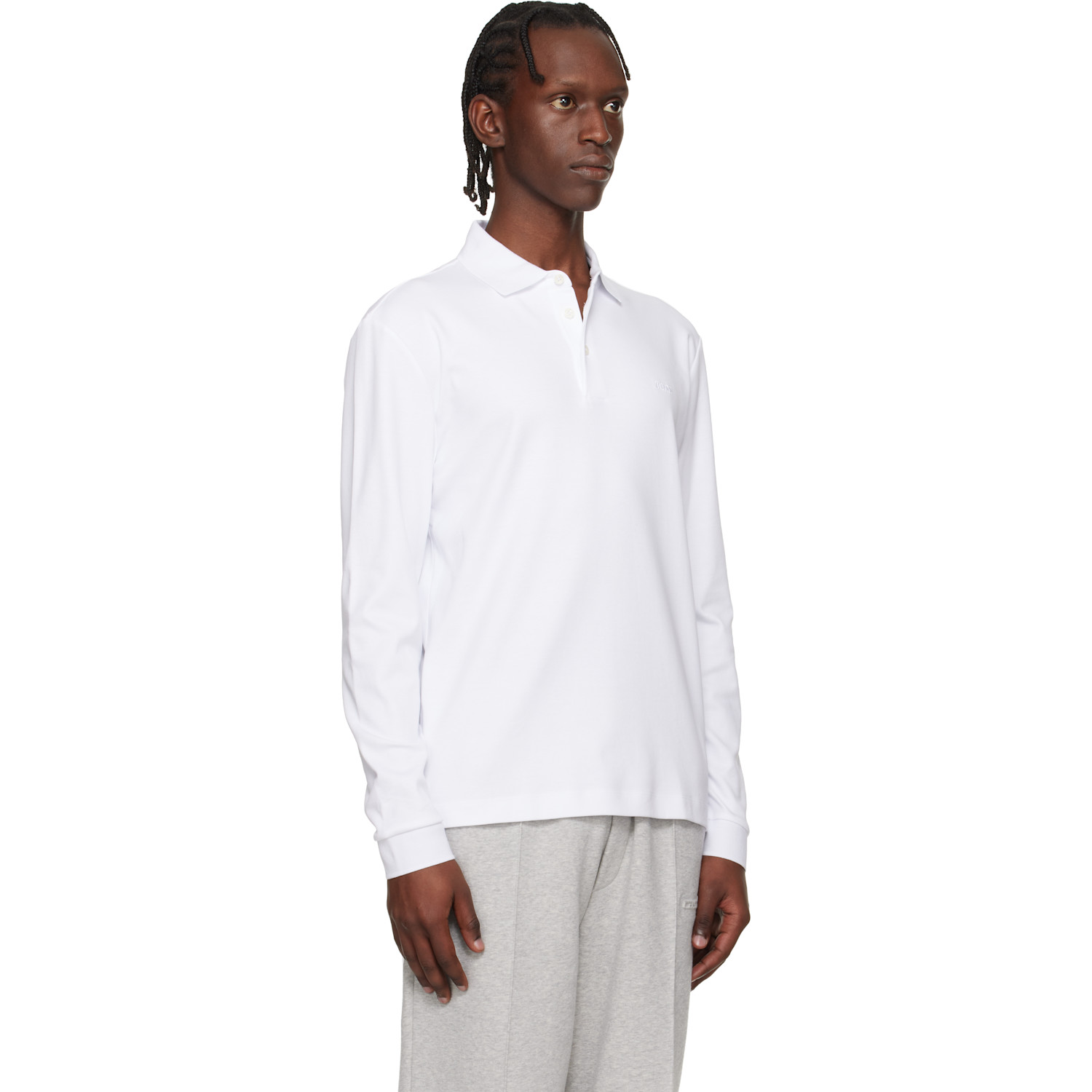  Boss White Regular Fit Interlock-cotton Polo 
