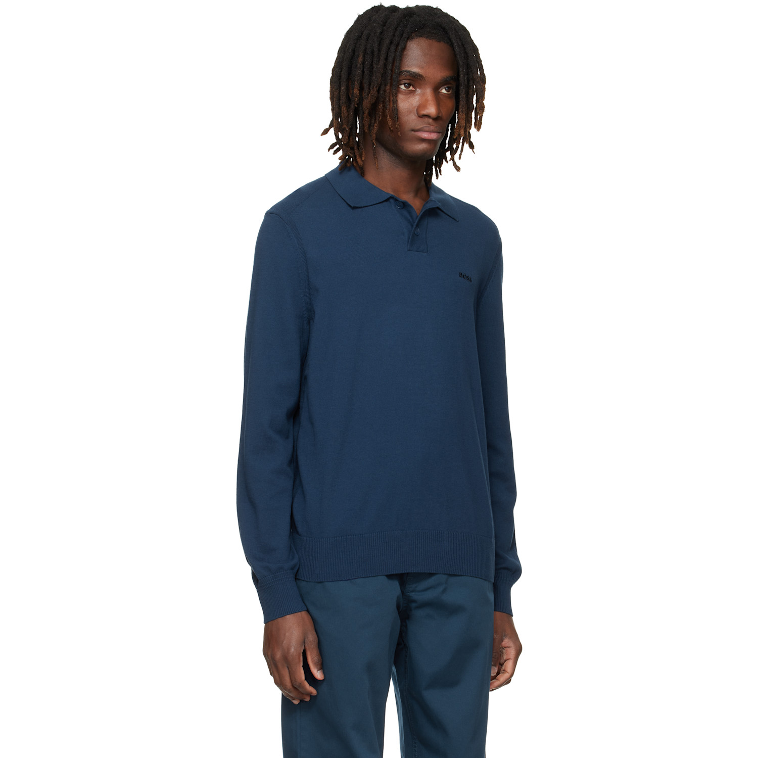  Boss Navy Logo Embroidery Polo 