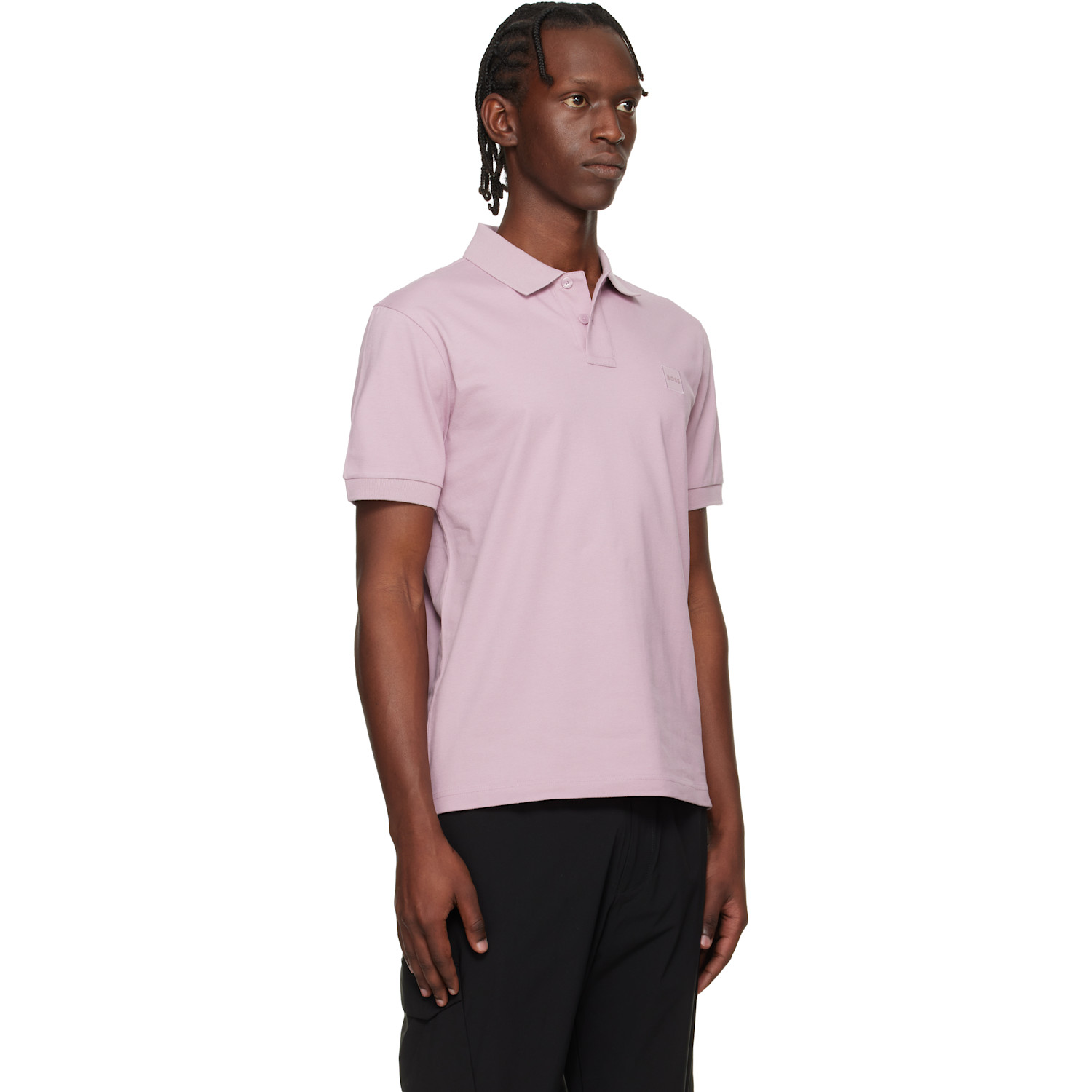  Boss Purple Logo Patch Stretch-cotton Slim-fit Polo 