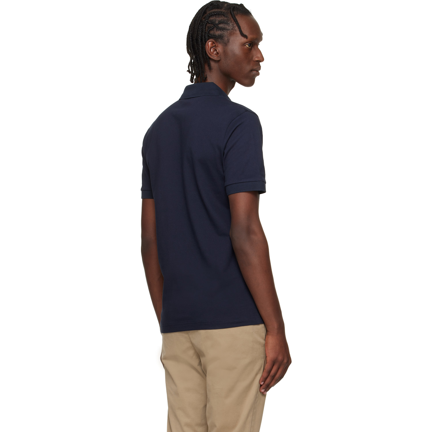  Boss Navy Logo Patch Stretch-cotton Slim-fit Polo 