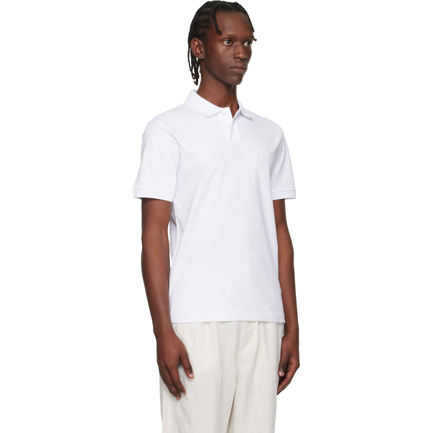  Boss White Stretch-cotton Slim-fit Polo 