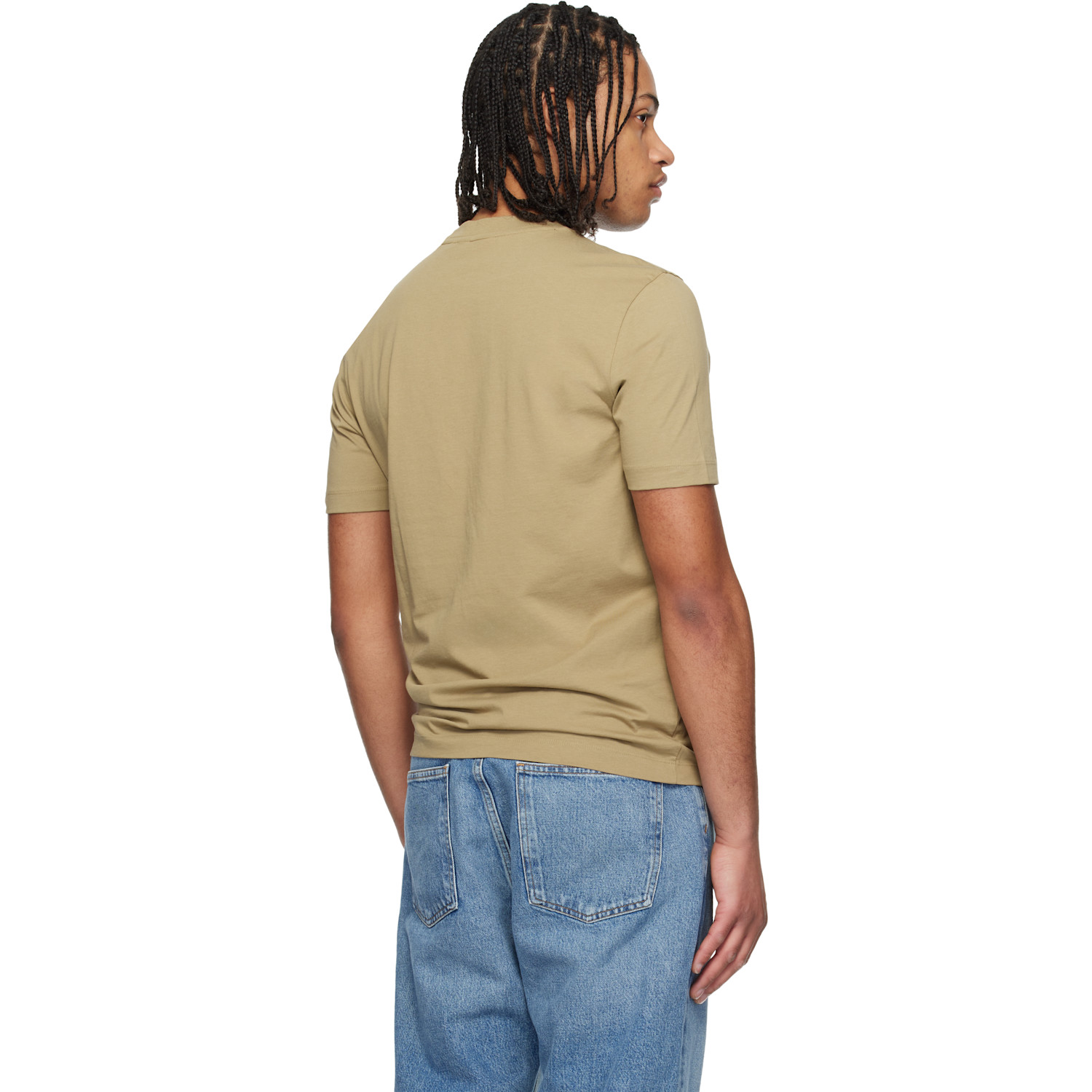  Boss Beige Cotton Jersey Logo Detail T-shirt 