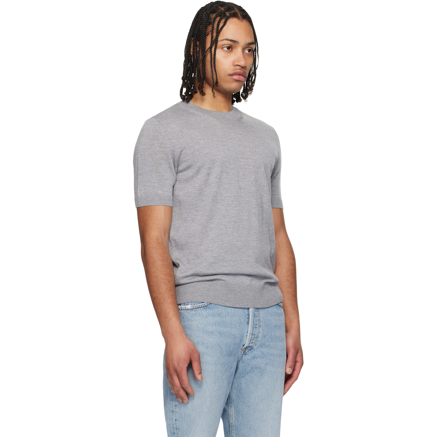  Boss Gray Short-sleeved Merino Wool T-shirt 