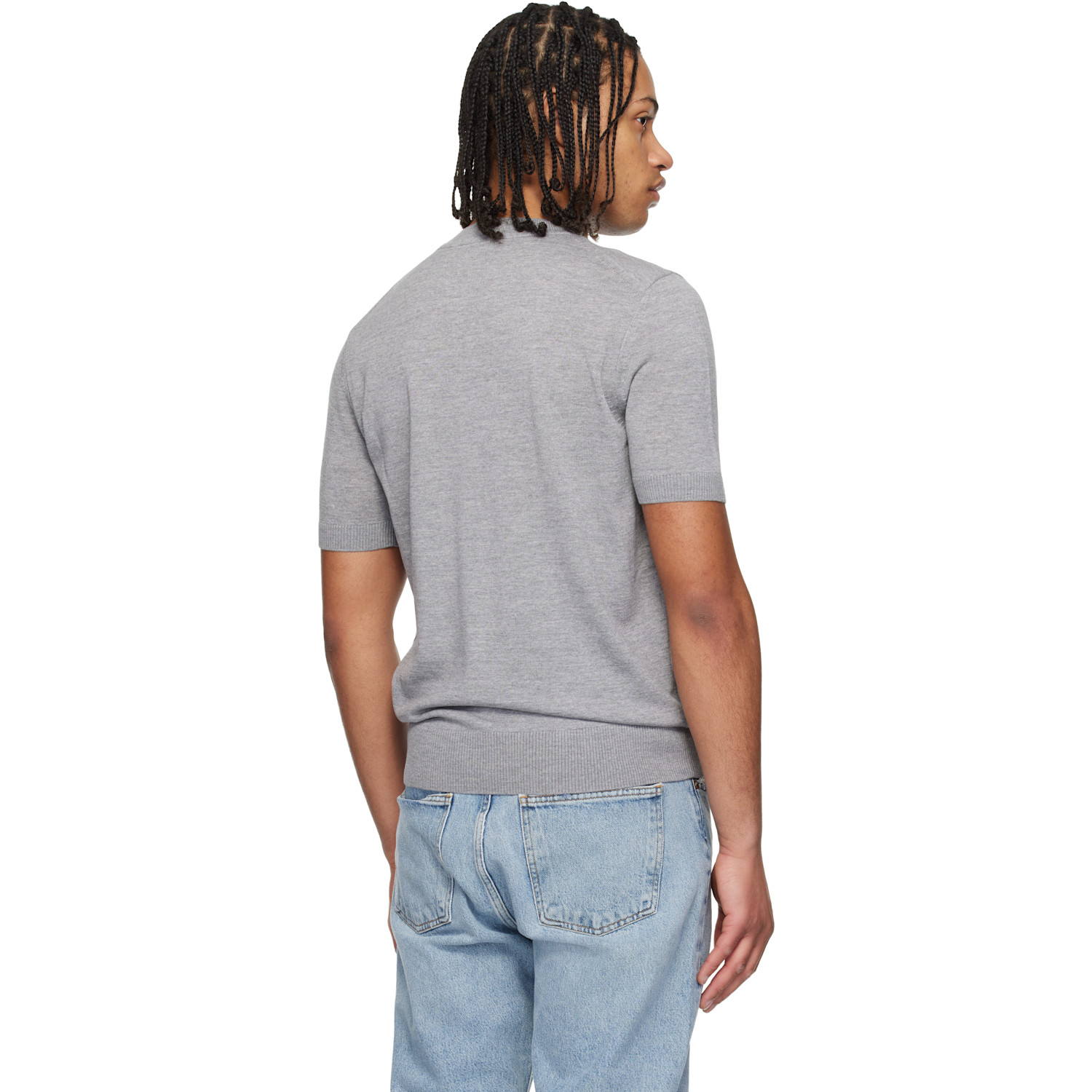  Boss Gray Short-sleeved Merino Wool T-shirt 
