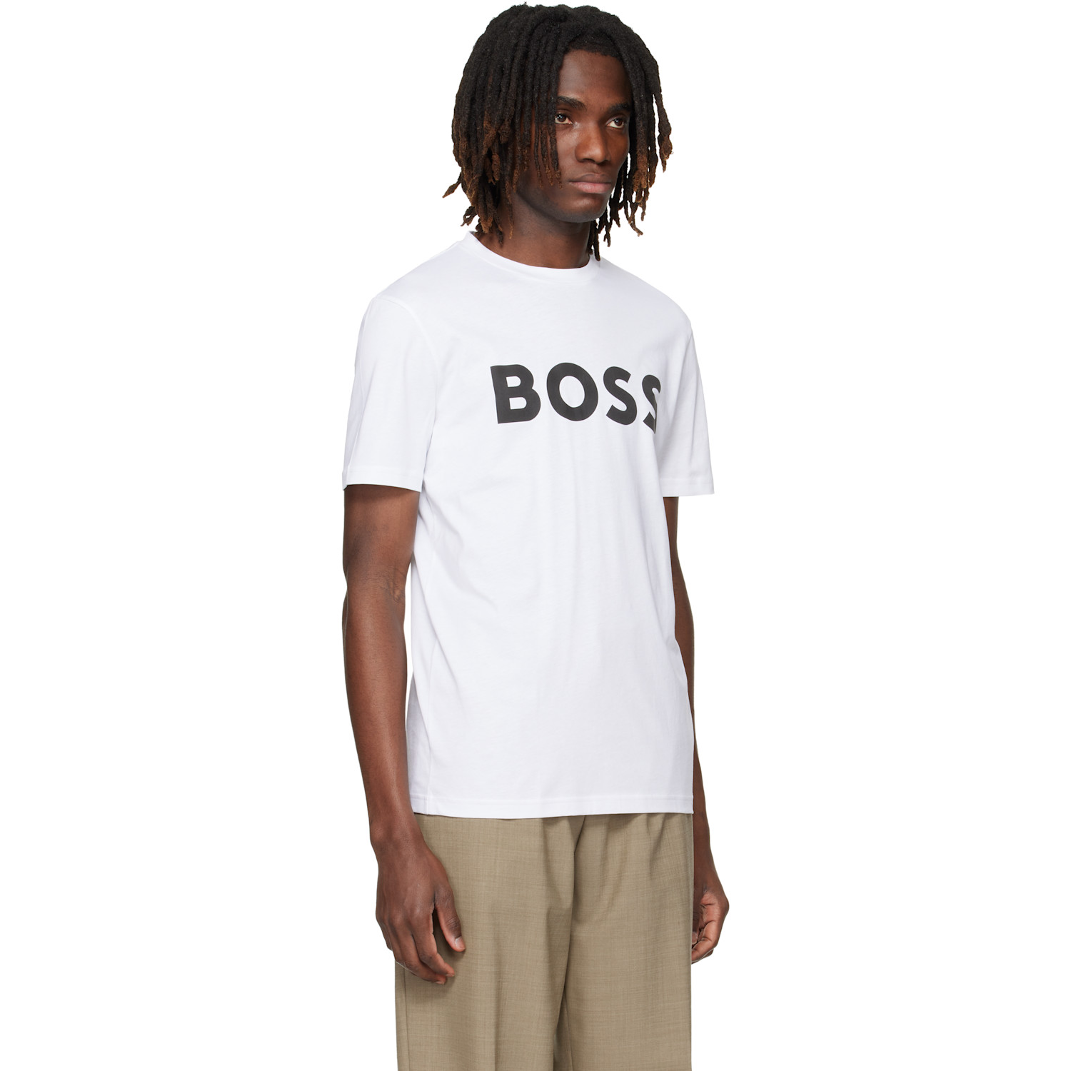  Boss White Cotton-jersey Large Logo Print T-shirt 