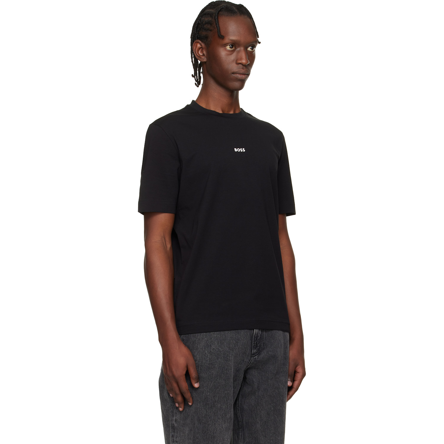  Boss Black Contrast Logo Stretch-cotton T-shirt 