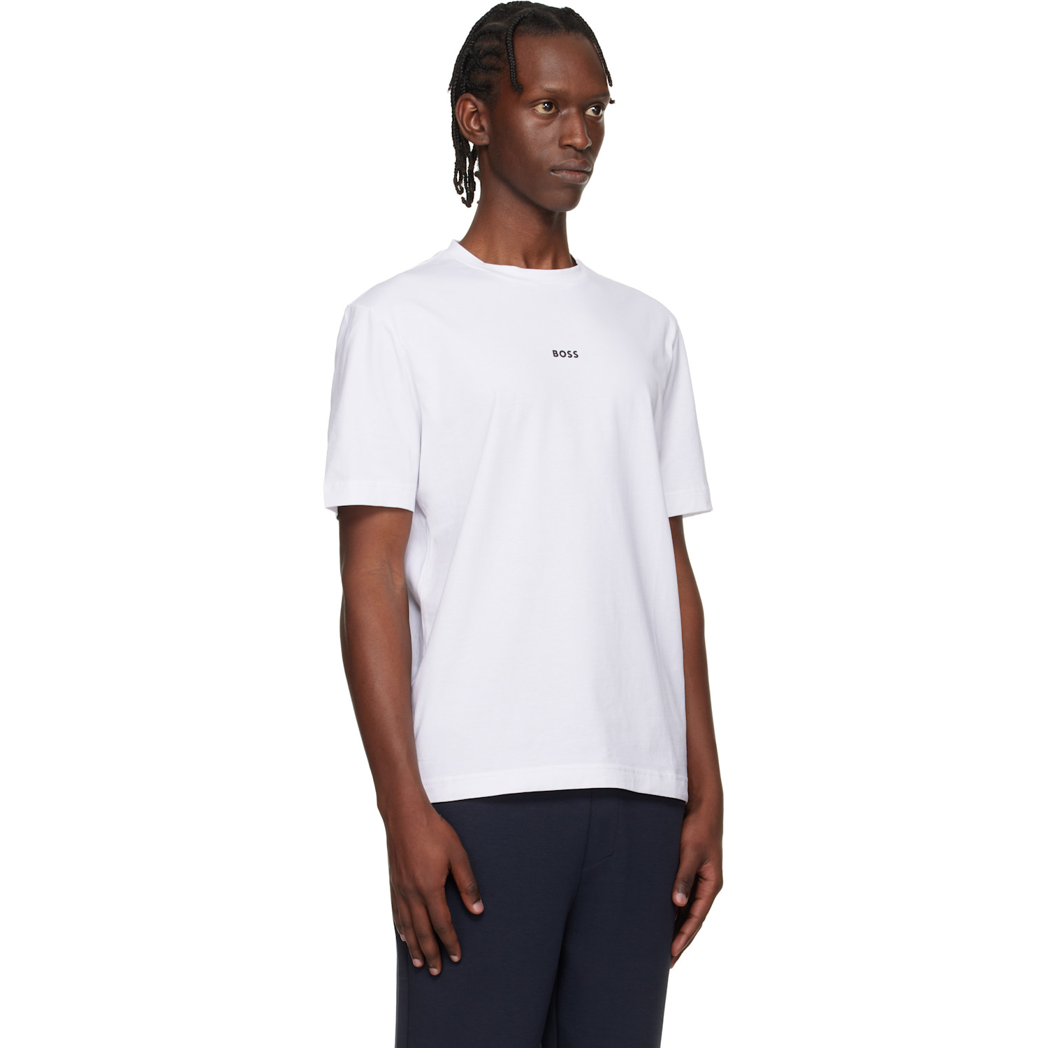  Boss White Contrast Logo Stretch-cotton T-shirt 