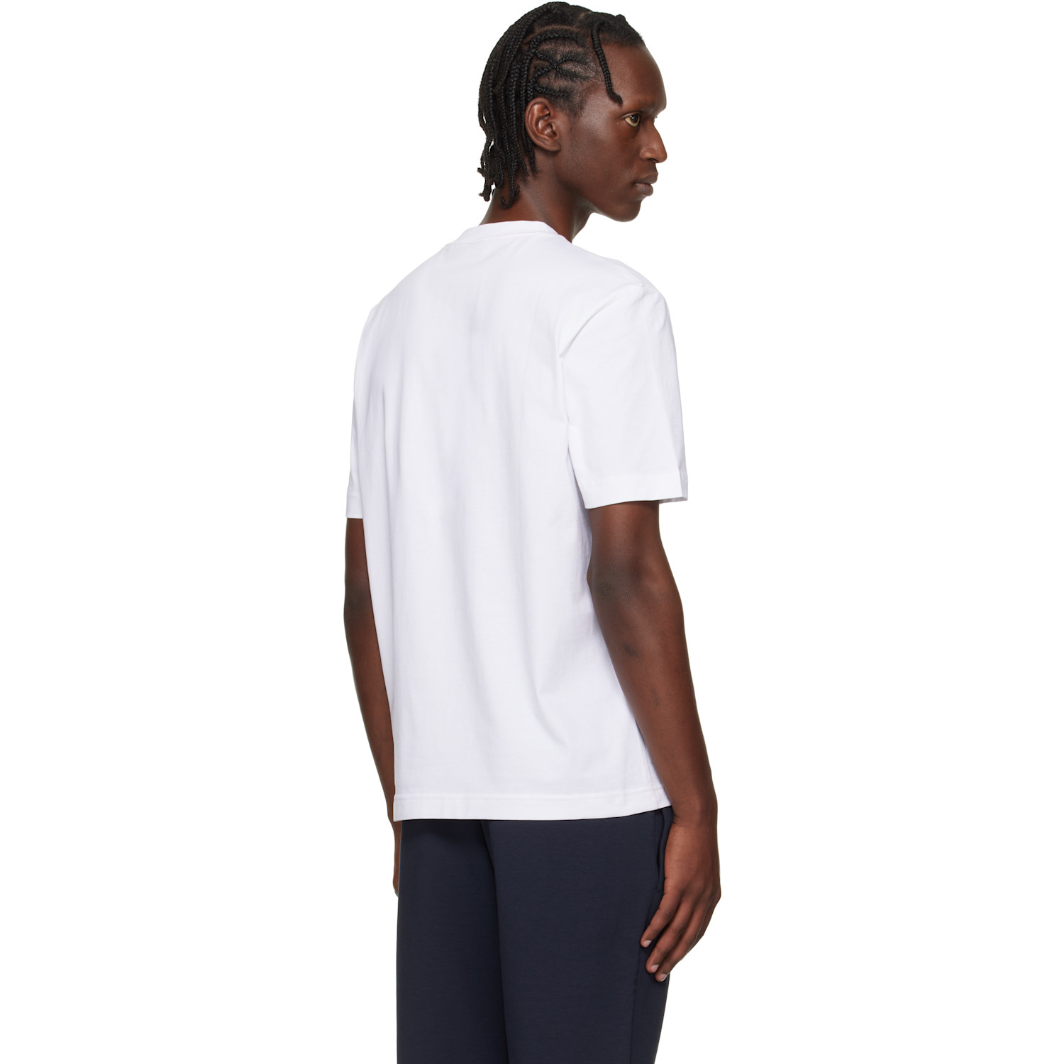  Boss White Contrast Logo Stretch-cotton T-shirt 