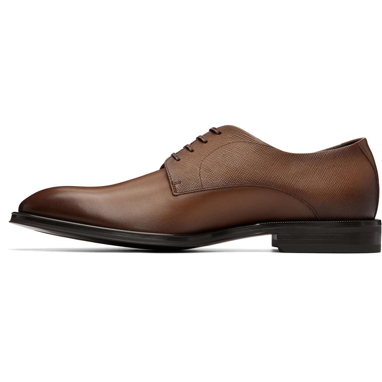  Boss Brown Textured & Smooth Leather Derbys 
