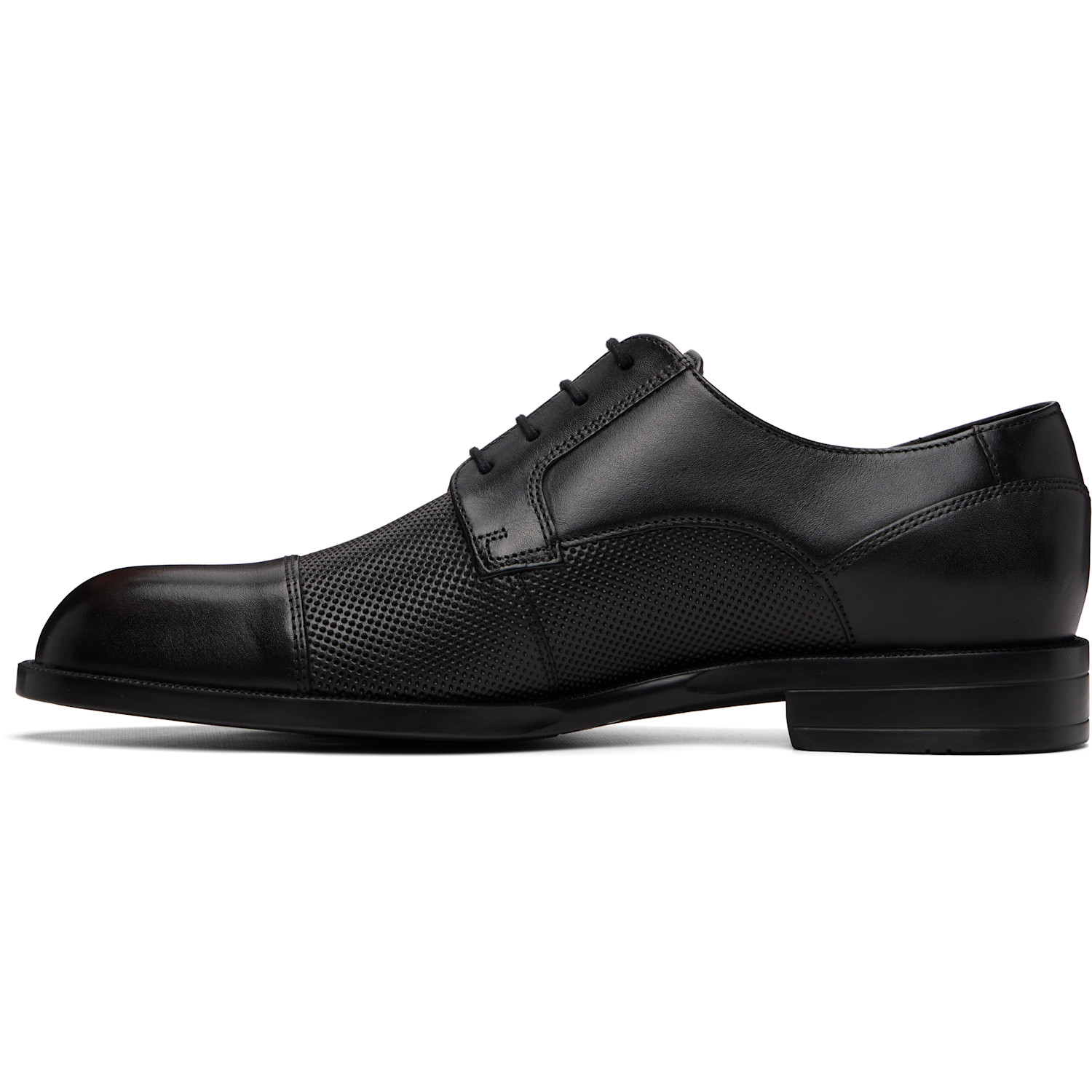  Boss Black Cap-toe Leather Derbys 