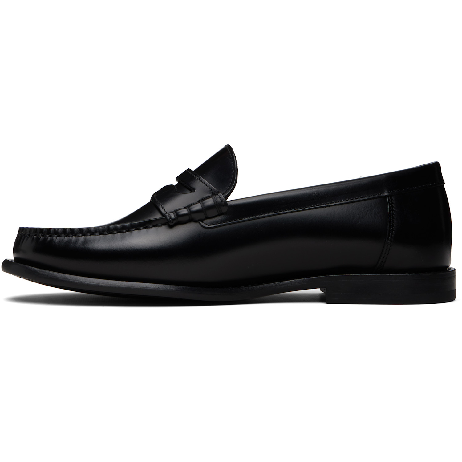  Boss Black Leather Penny Trim Loafers 