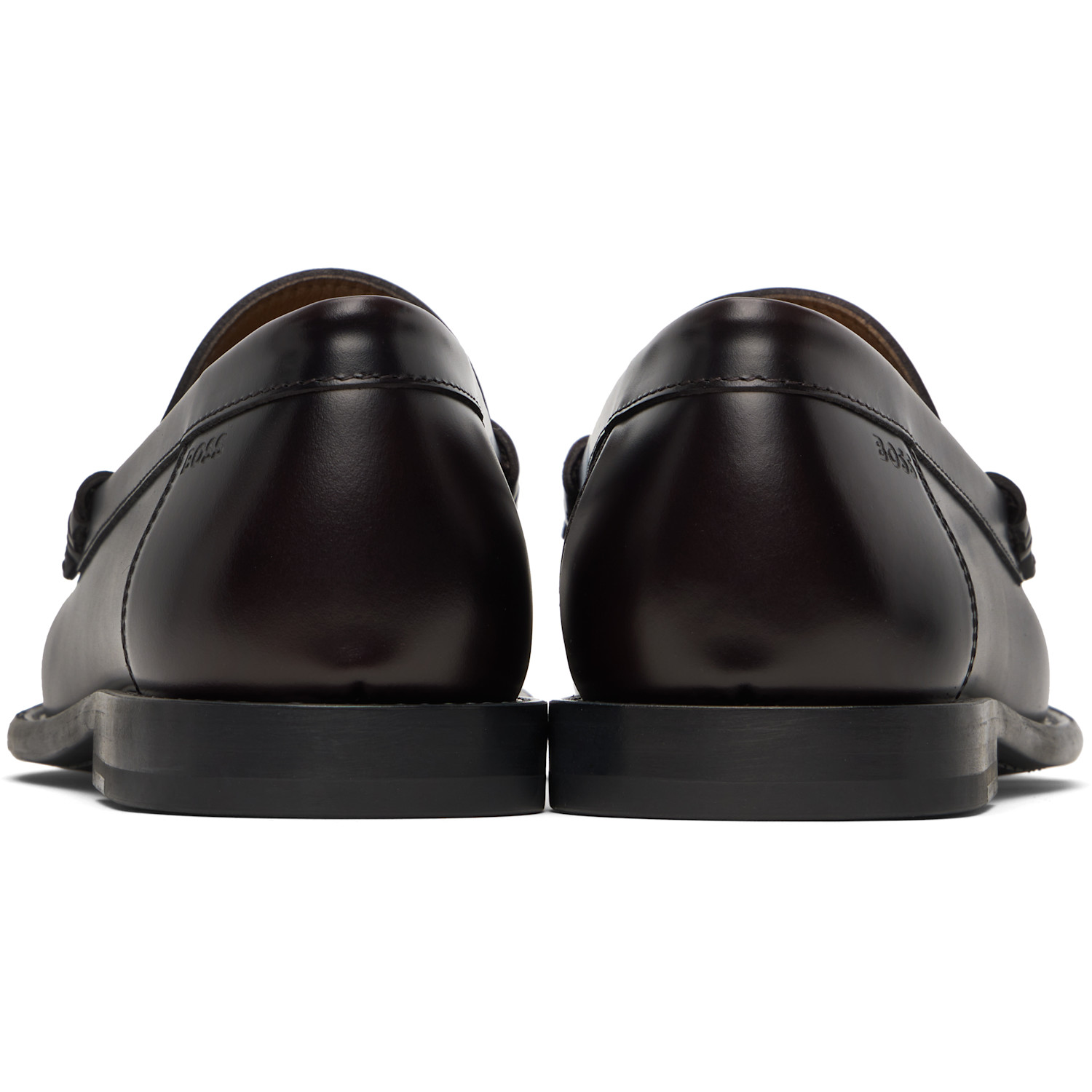  Boss Burgundy Leather Penny Trim Loafers 