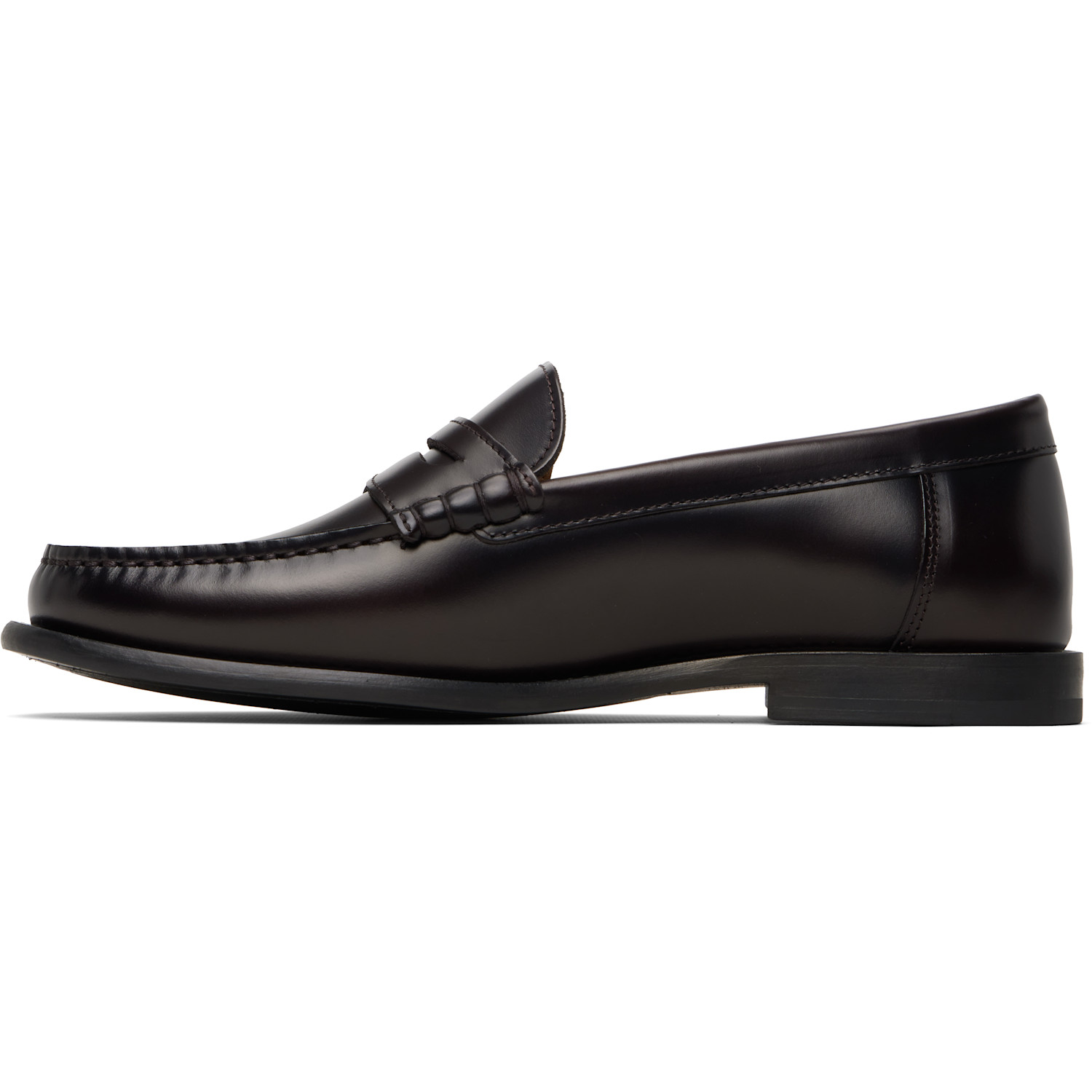  Boss Burgundy Leather Penny Trim Loafers 