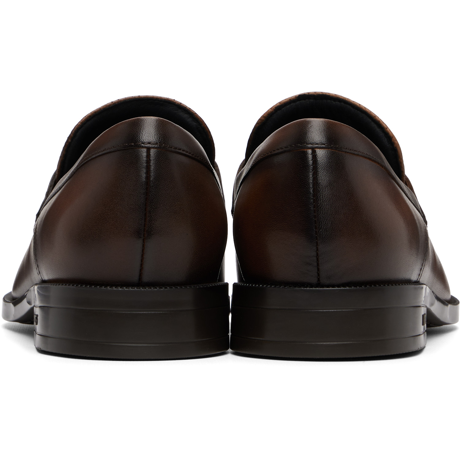  Boss Brown Penny Trim Leather Loafers 