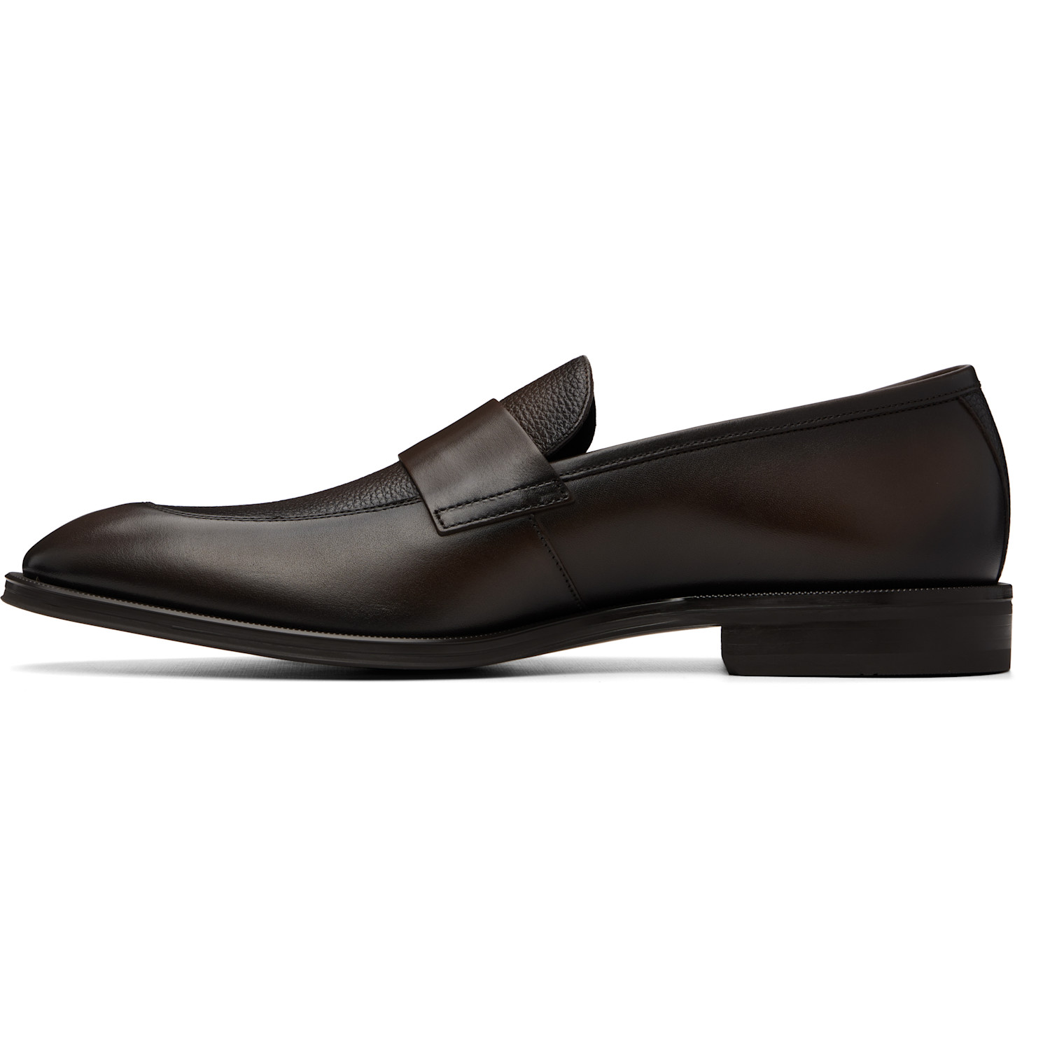  Boss Brown Leather Plain Penny Trim Loafers 