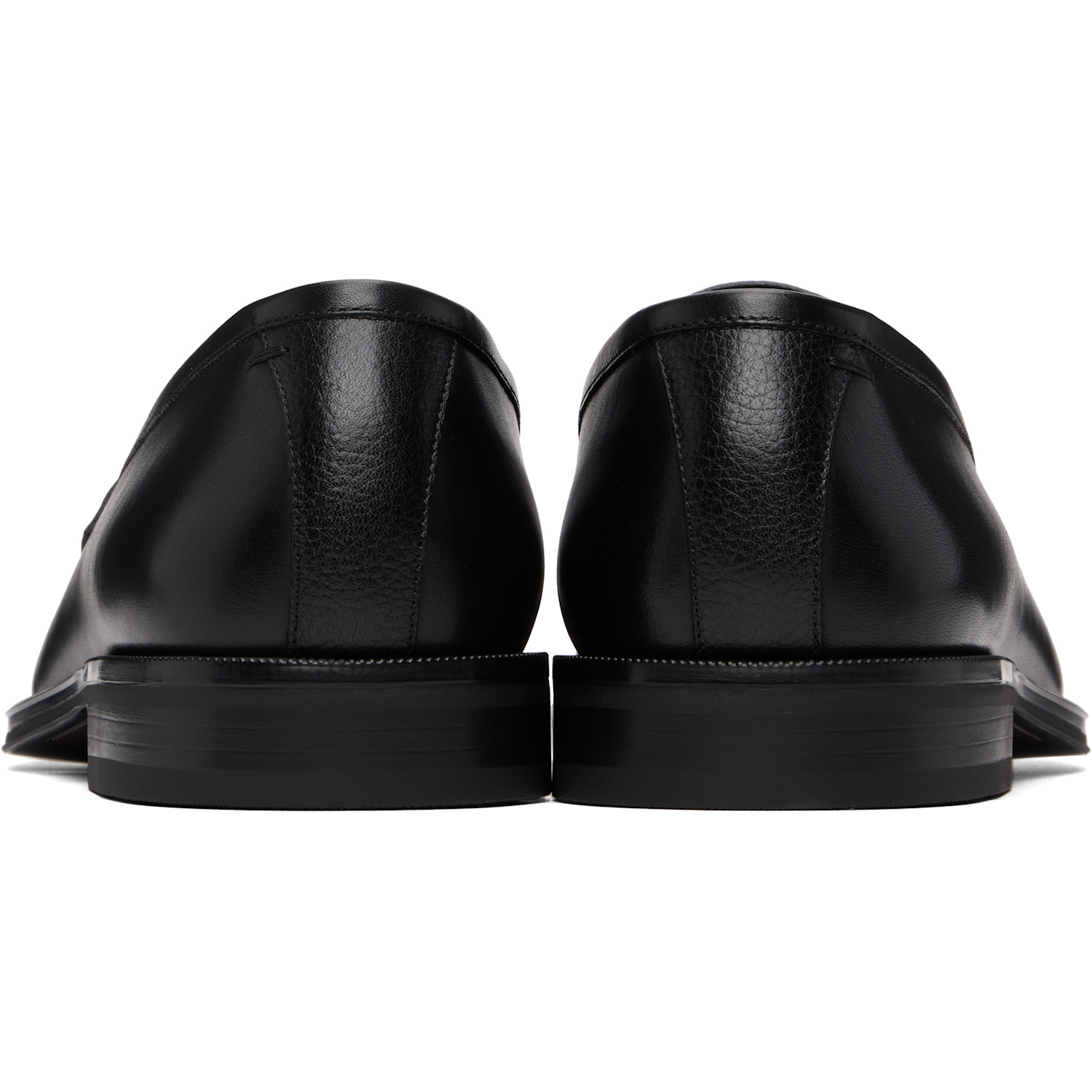  Boss Black Plain Penny Trim Leather Loafers 