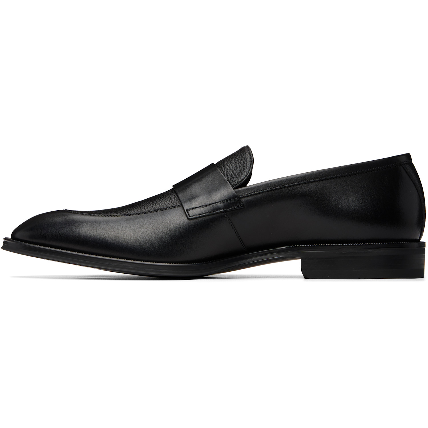  Boss Black Plain Penny Trim Leather Loafers 
