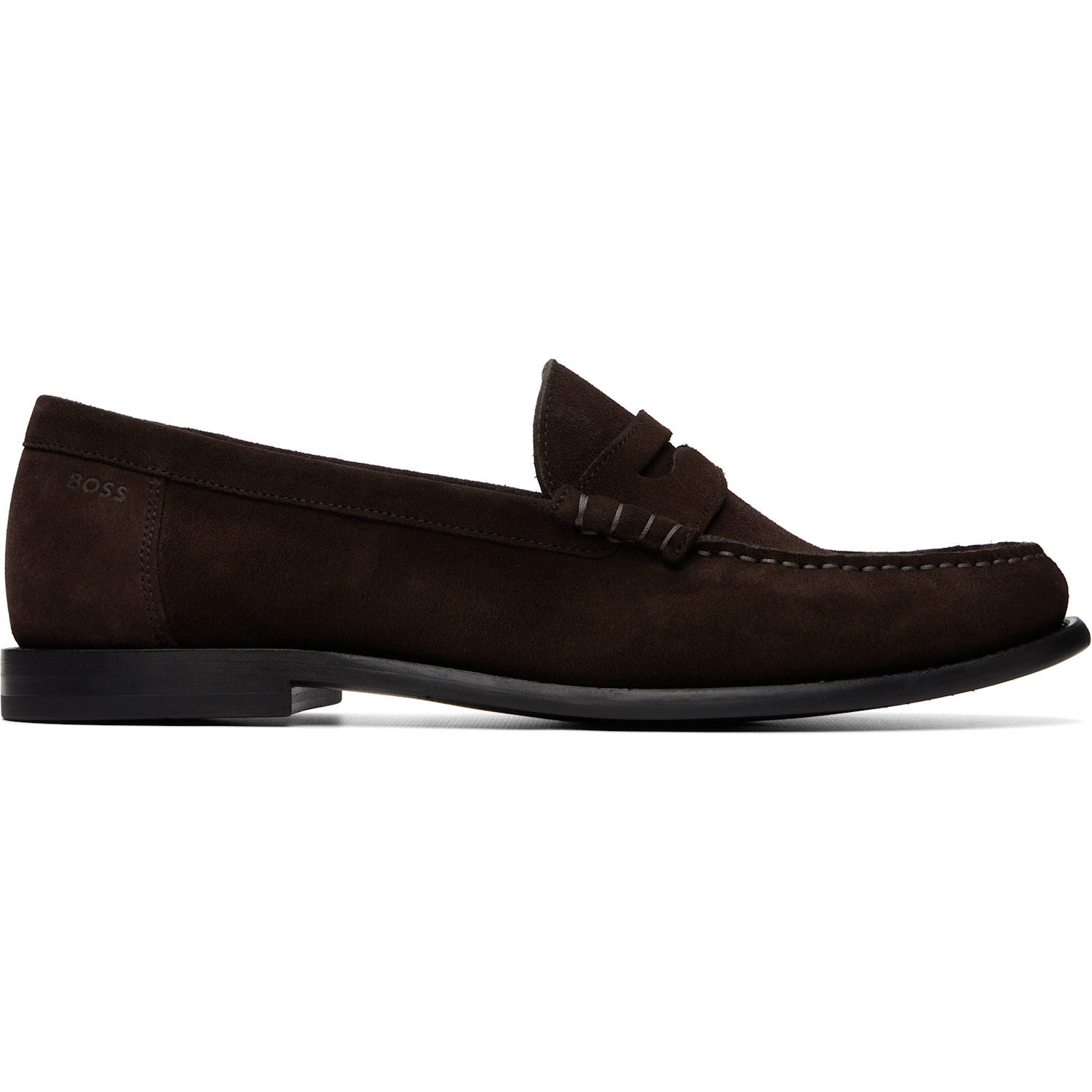 BOSS Brown Penny-Trim Suede Loaferts
