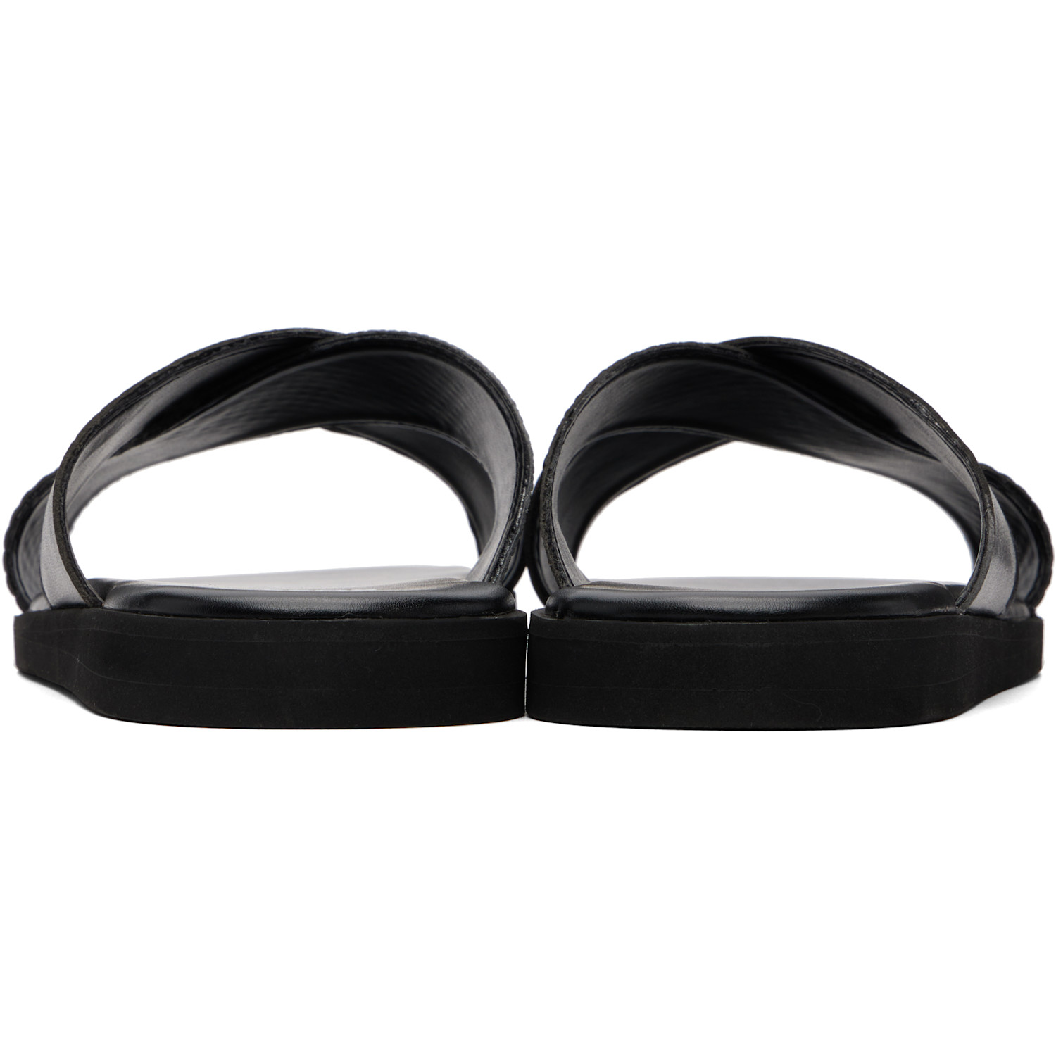  Boss Black Faux-leather Plain & Patterned Straps Sandals 