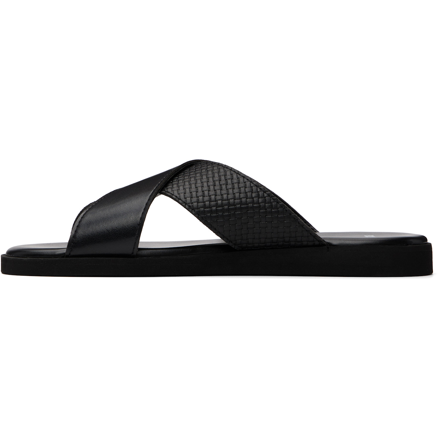  Boss Black Faux-leather Plain & Patterned Straps Sandals 