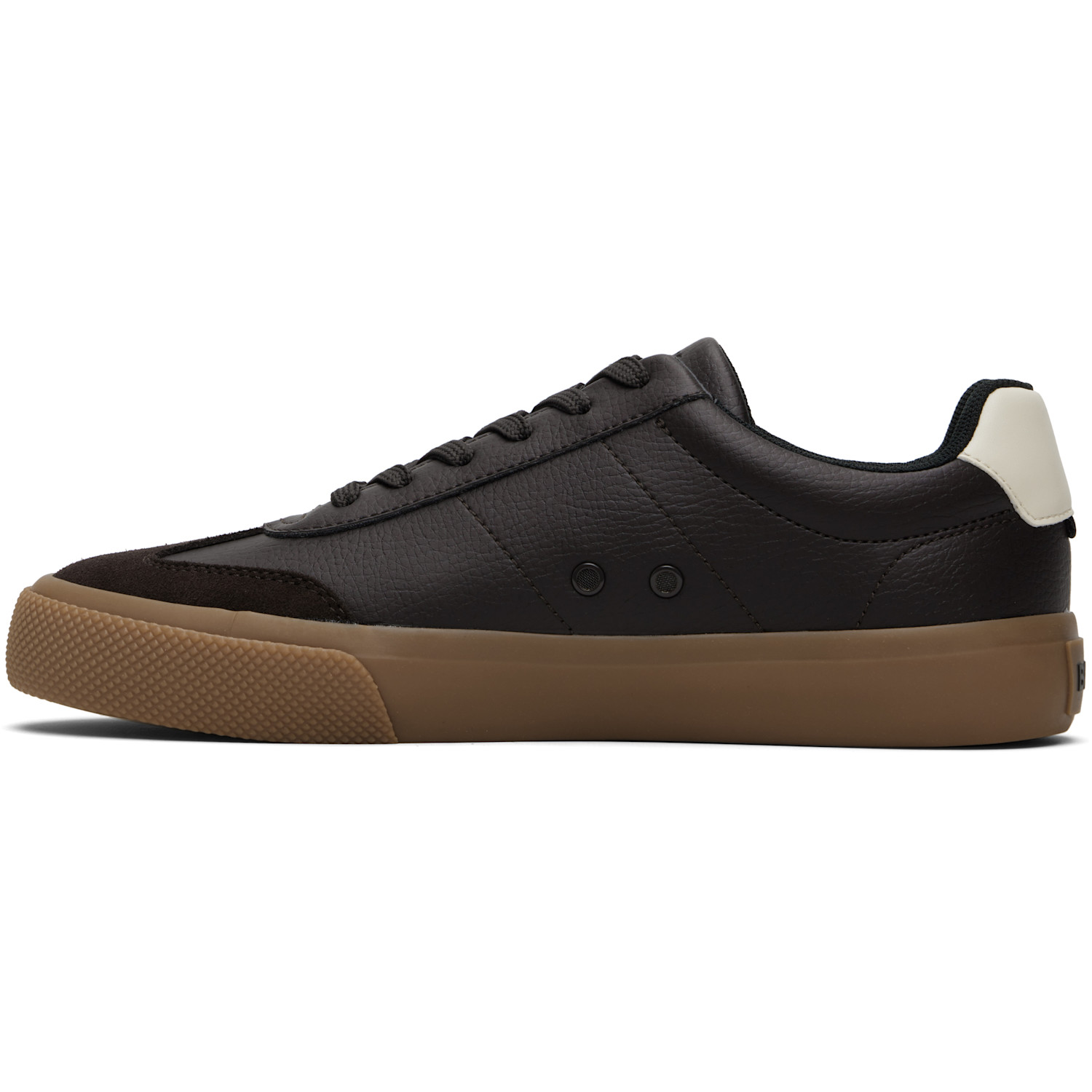  Boss Brown Leather Stripe Logo Sneakers 