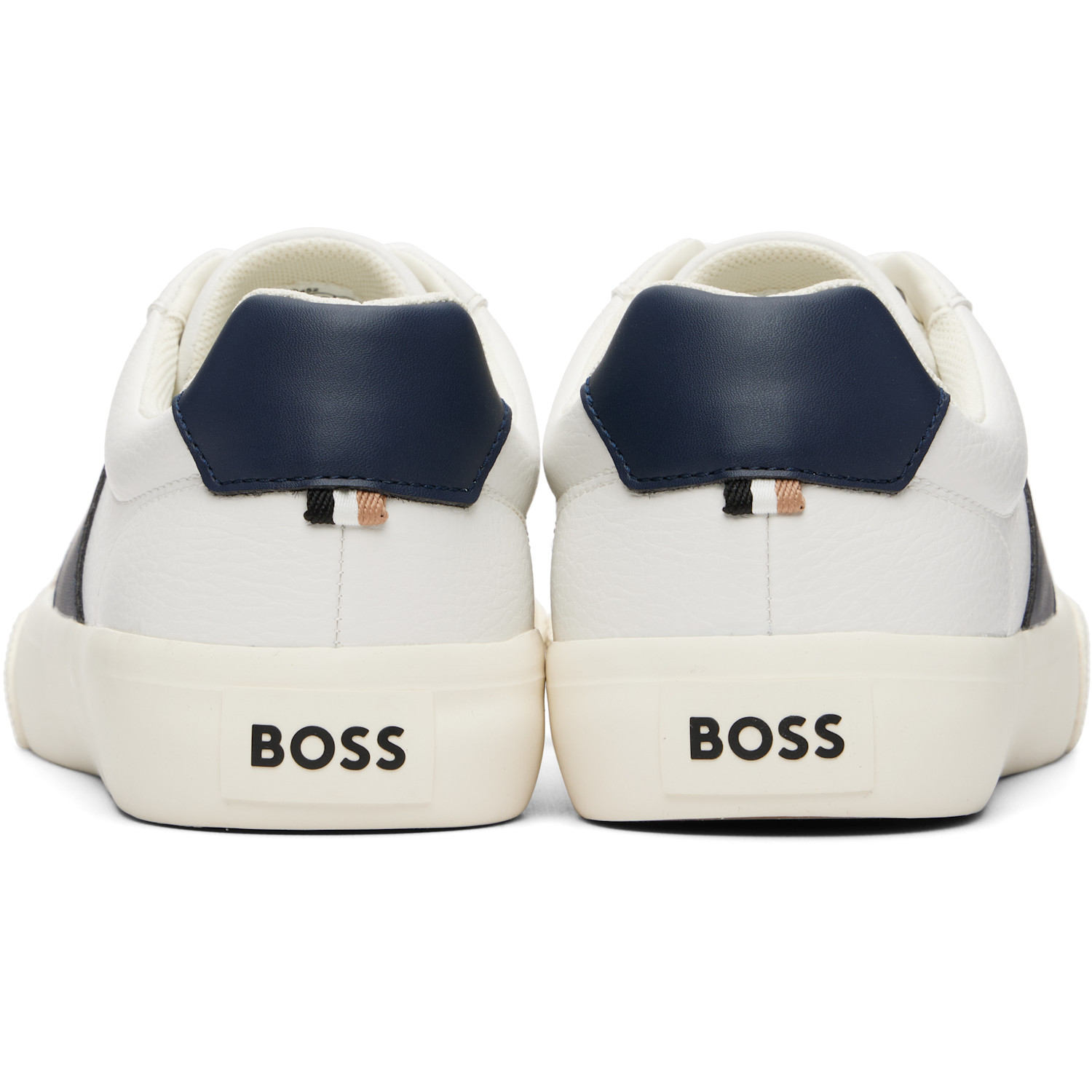  Boss White Grained Faux-leather Sneakers 