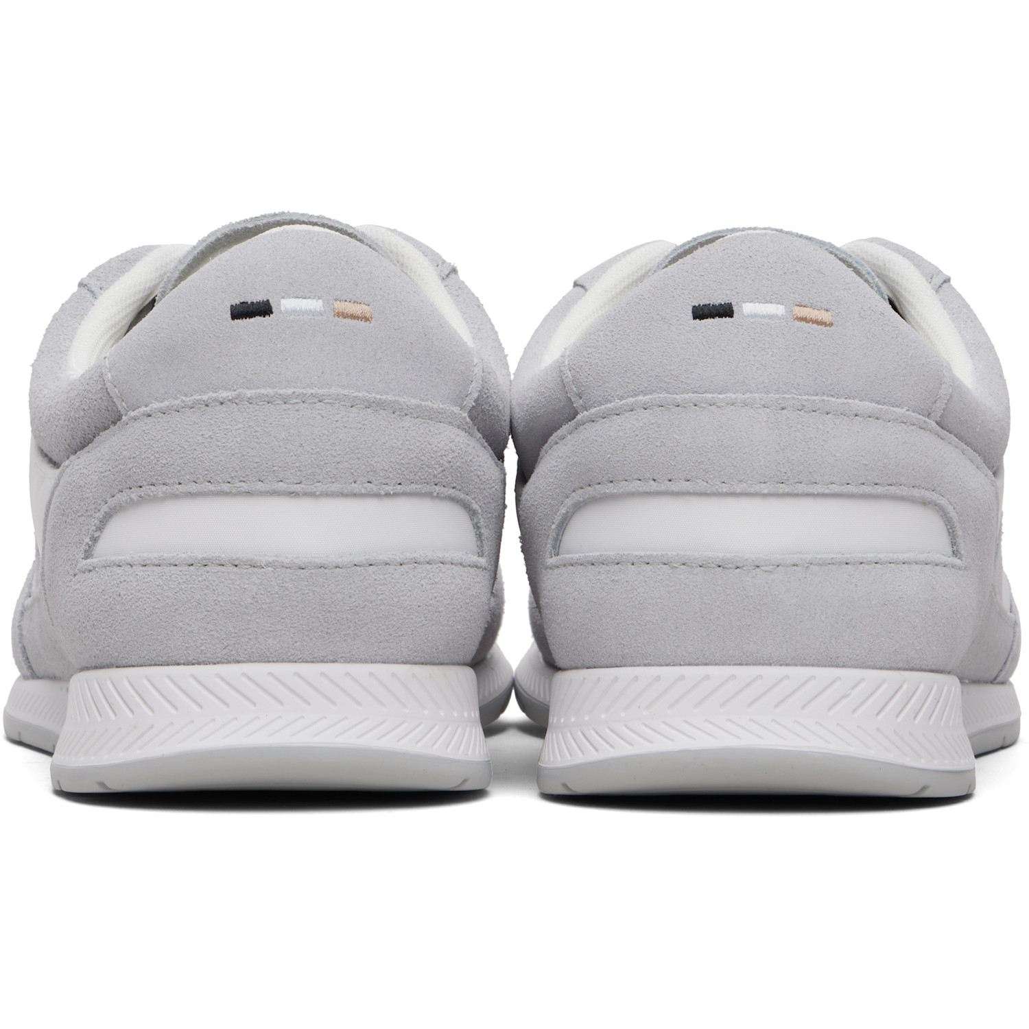  Boss Gray & White Satin Low Sneakers 