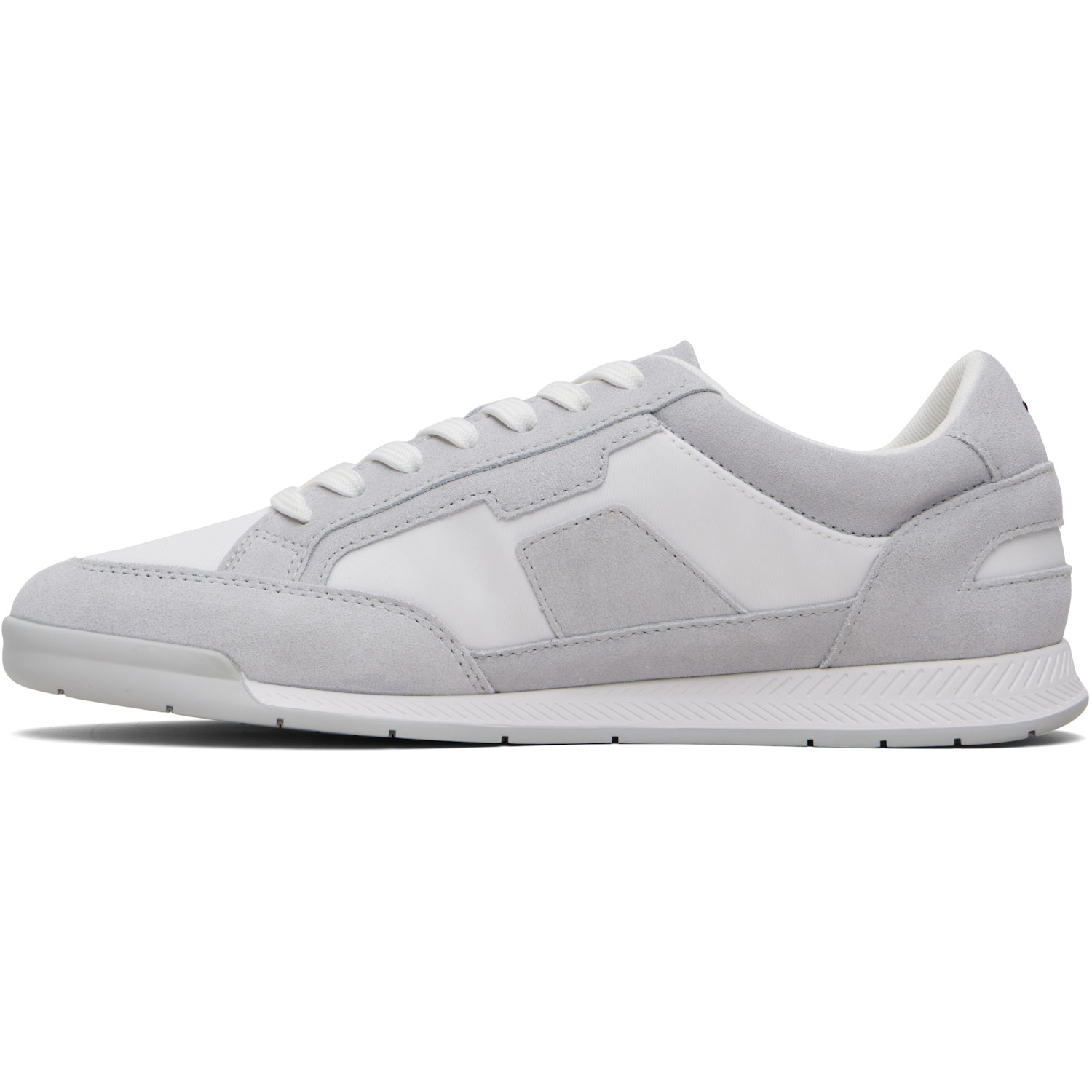  Boss Gray & White Satin Low Sneakers 