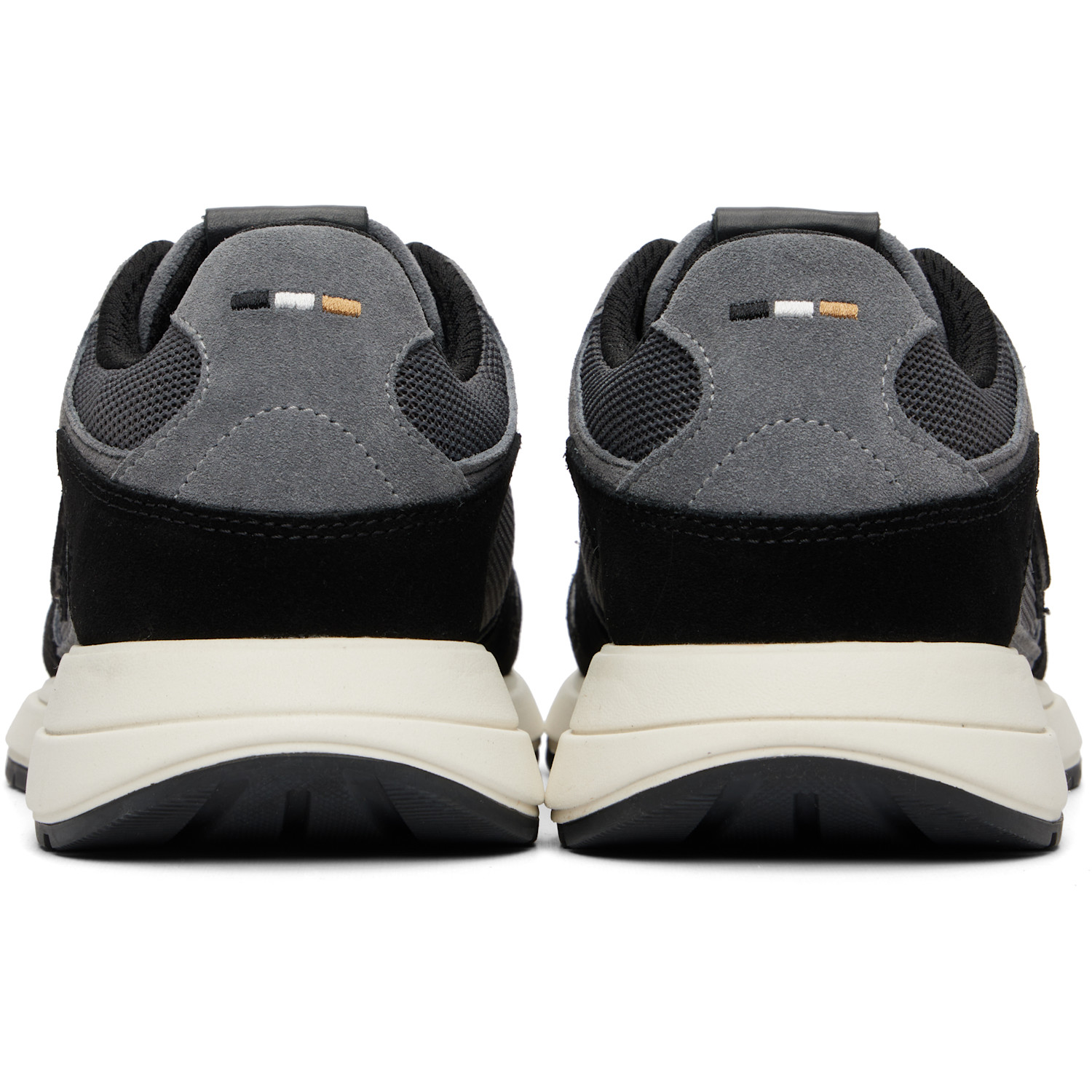  Boss Gray Suede-trim Double B Monogram Sneakers 