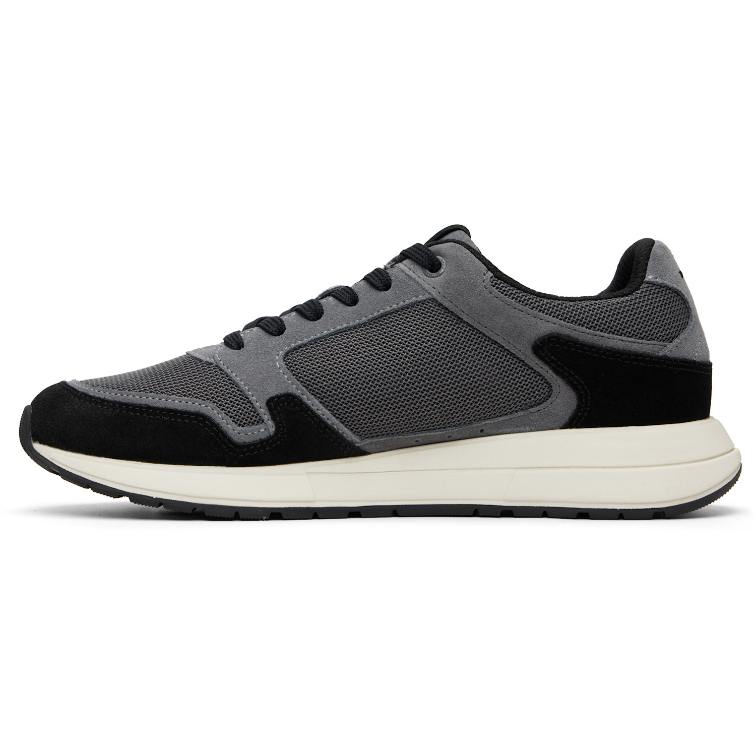  Boss Gray Suede-trim Double B Monogram Sneakers 