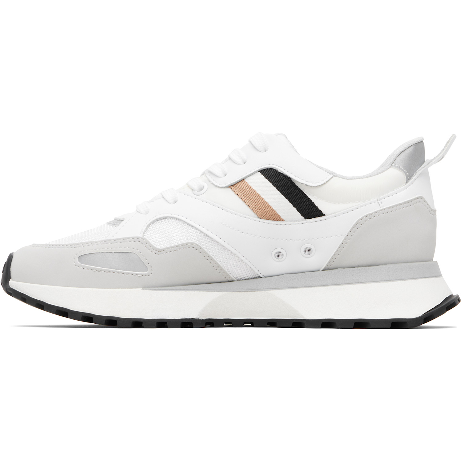  Boss White Mixed-material Leather & Mesh Sneakers 