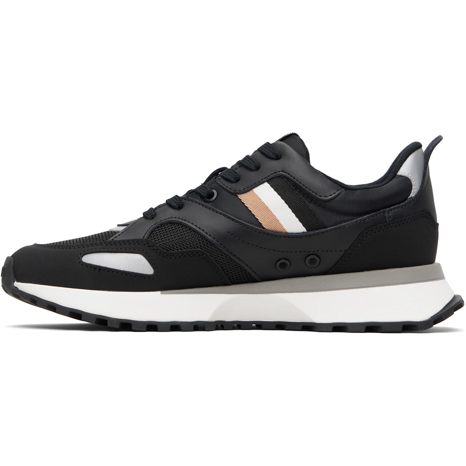  Boss Black Mixed-material Leather & Mesh Sneakers 