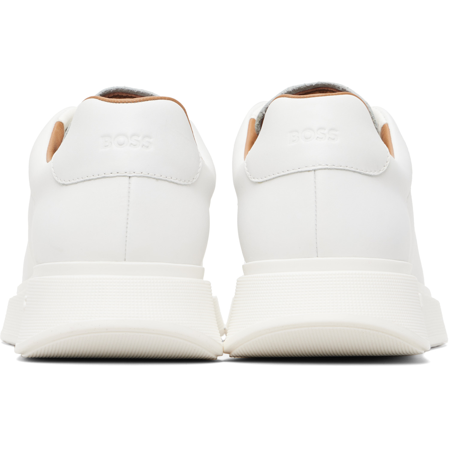  Boss White Rubber-outsole Leather Sneakers 