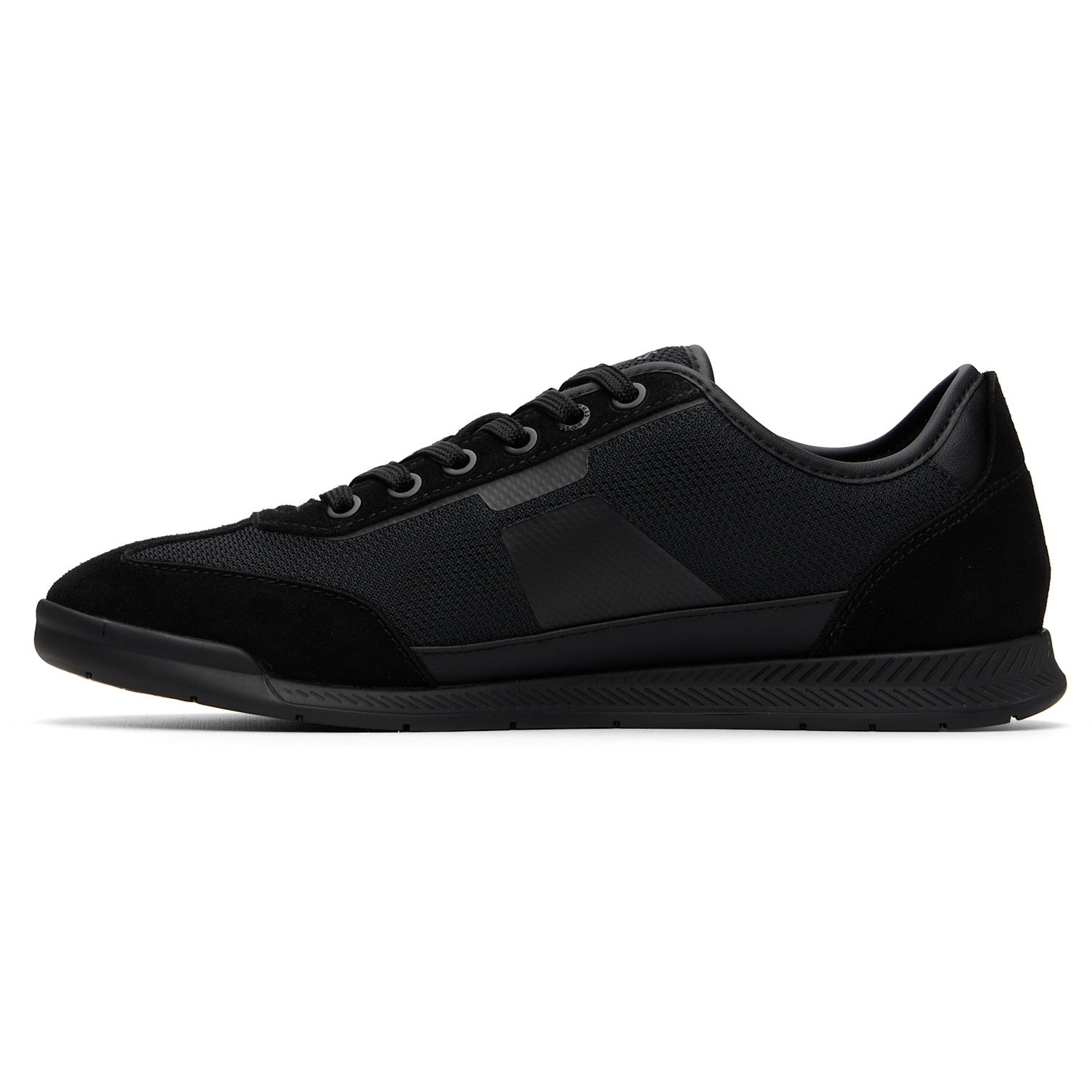  Boss Black Ridged Outsole Mixed-material Sneakers 