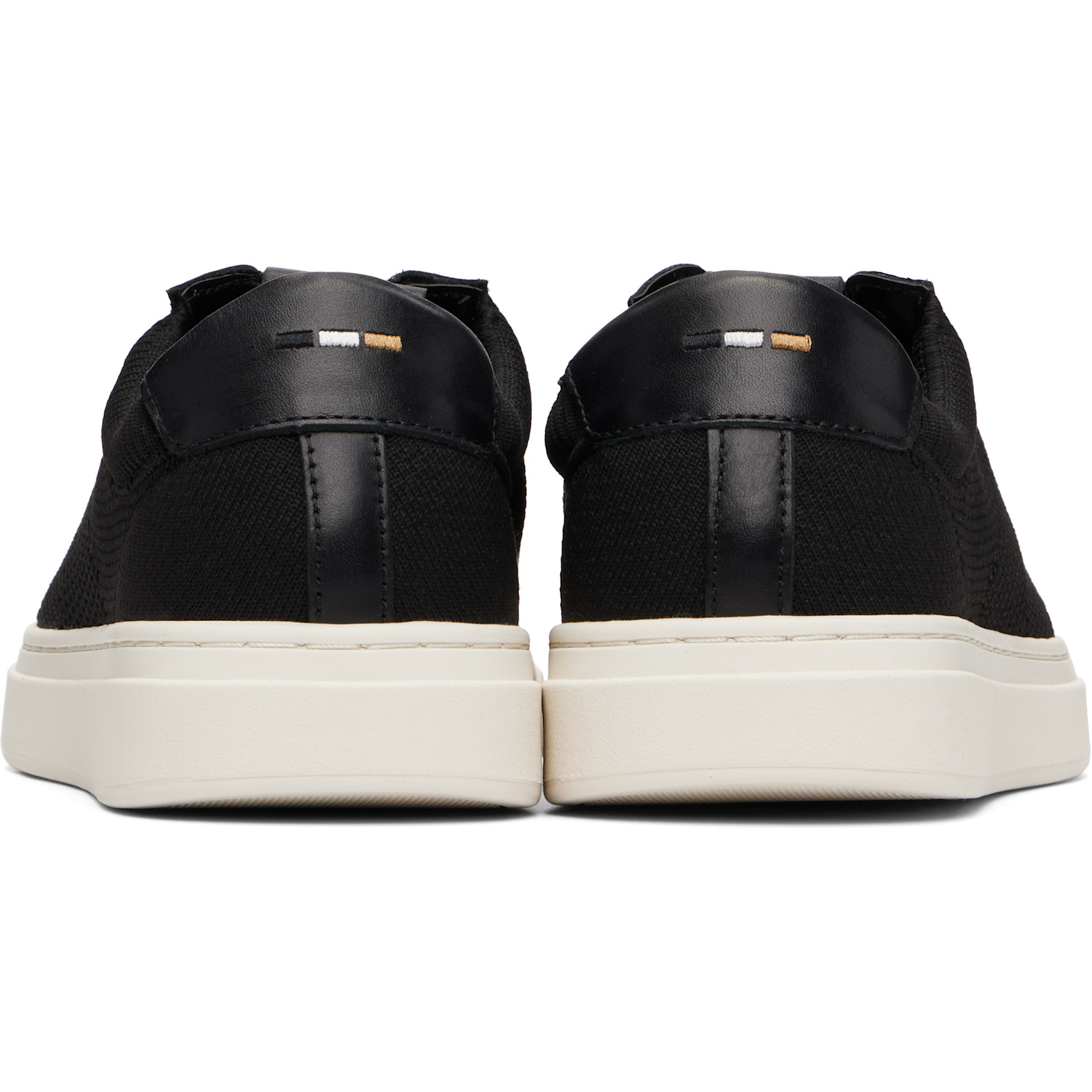  Boss Black Lace-up Leather Trim Knitted Sneakers 