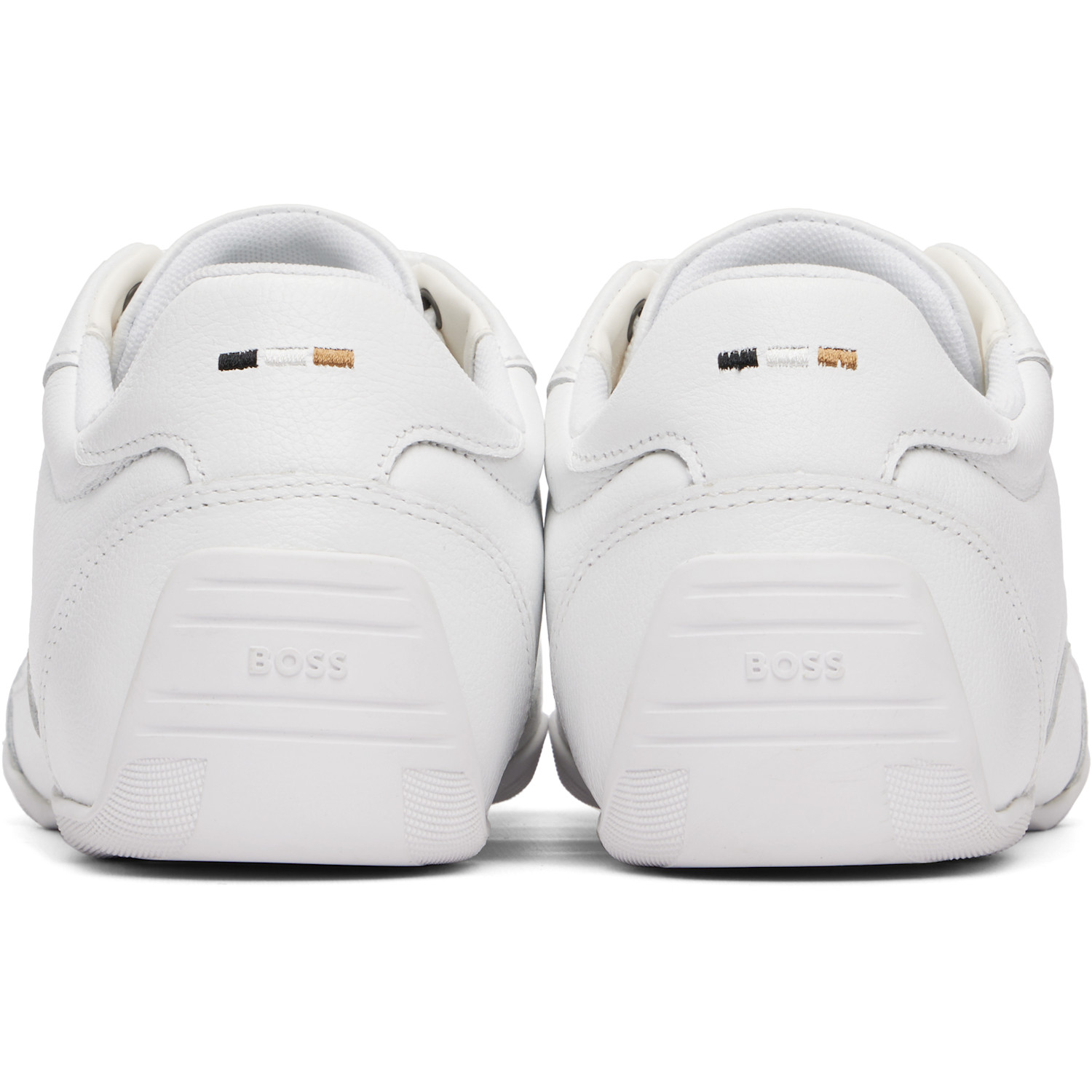  Boss White Logo Detail Leather Sneakers 