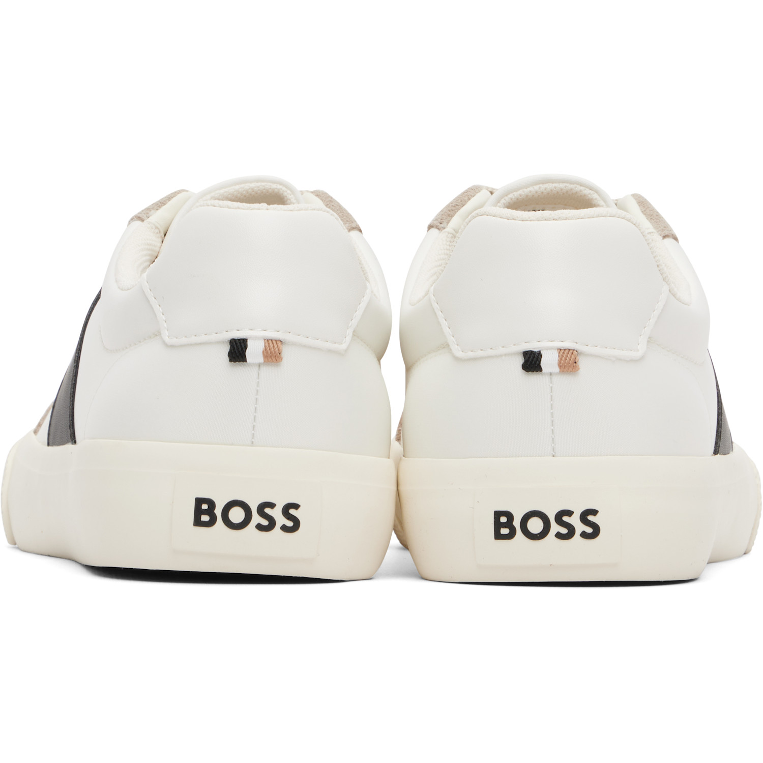  Boss White Low-top Suede Trim Sneakers 
