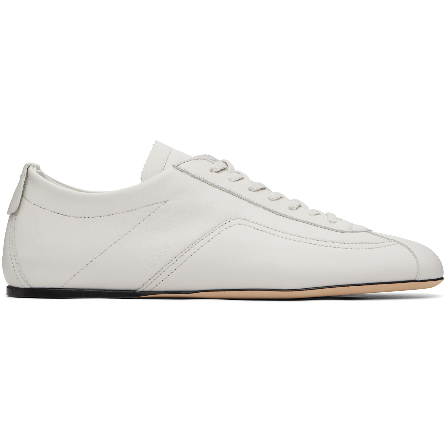 BOSS White Debossd Logo Nappa-leather Sneakers