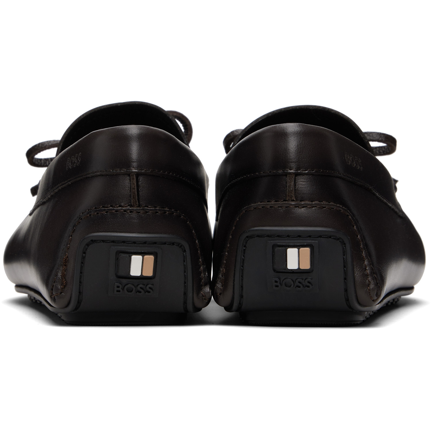  Boss Brown Bow-trim Driver Loafers 