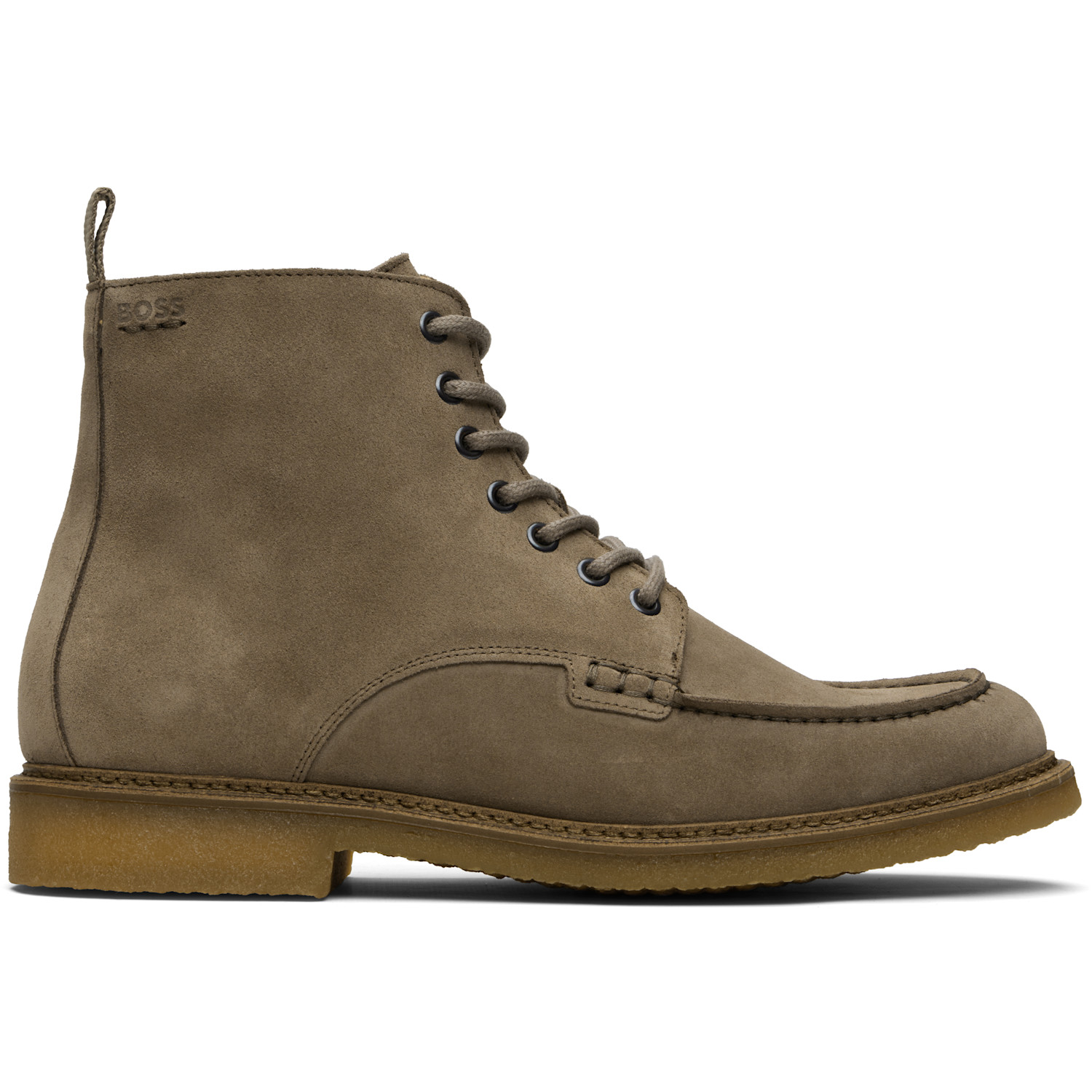 BOSS Beige Suede Crepe-Outsole Half Boots