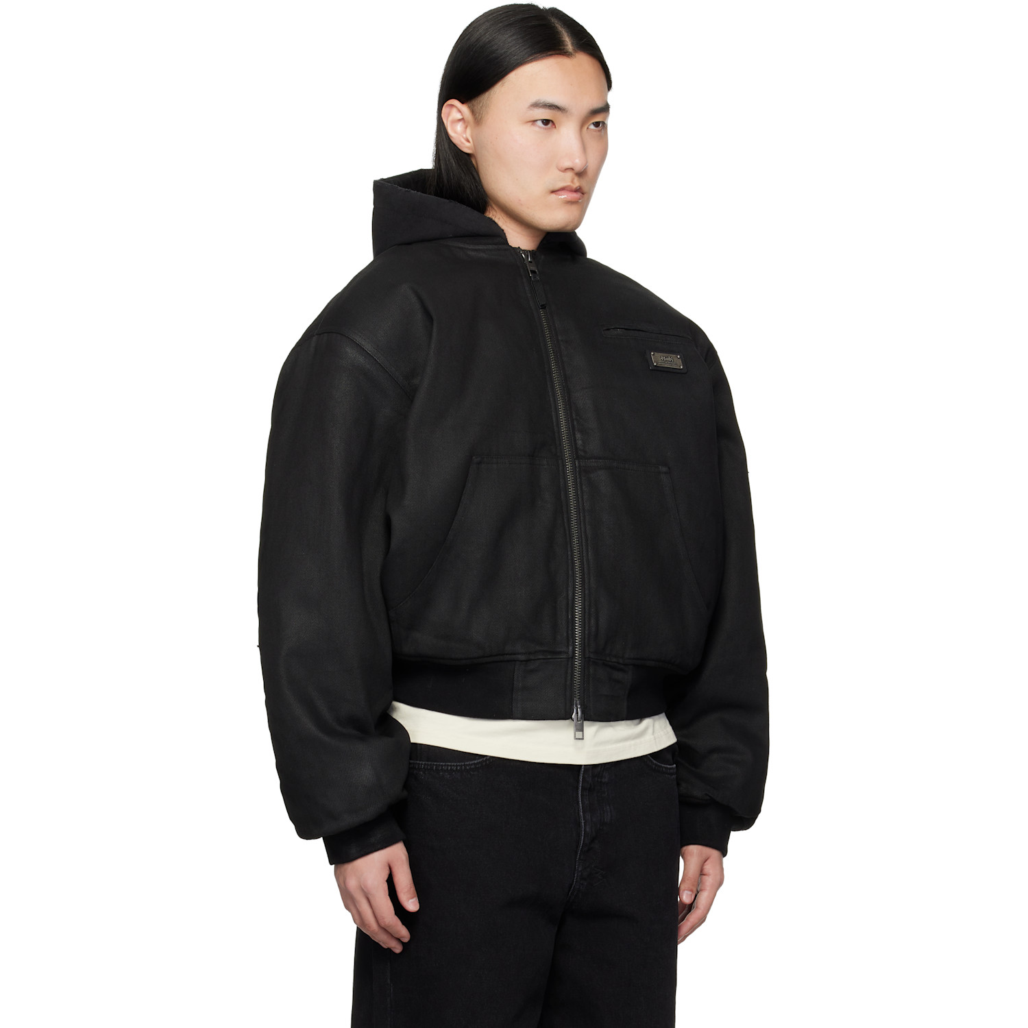  Ksubi Black Sin City Plated Waxed Jacket 