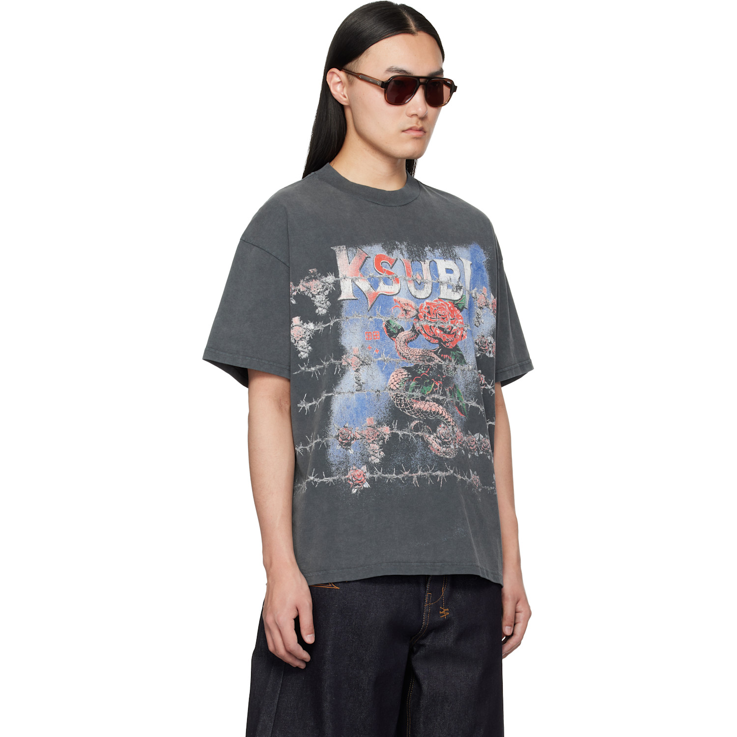  Ksubi Gray Death Snake Ekcess S/s Rhino T-shirt 