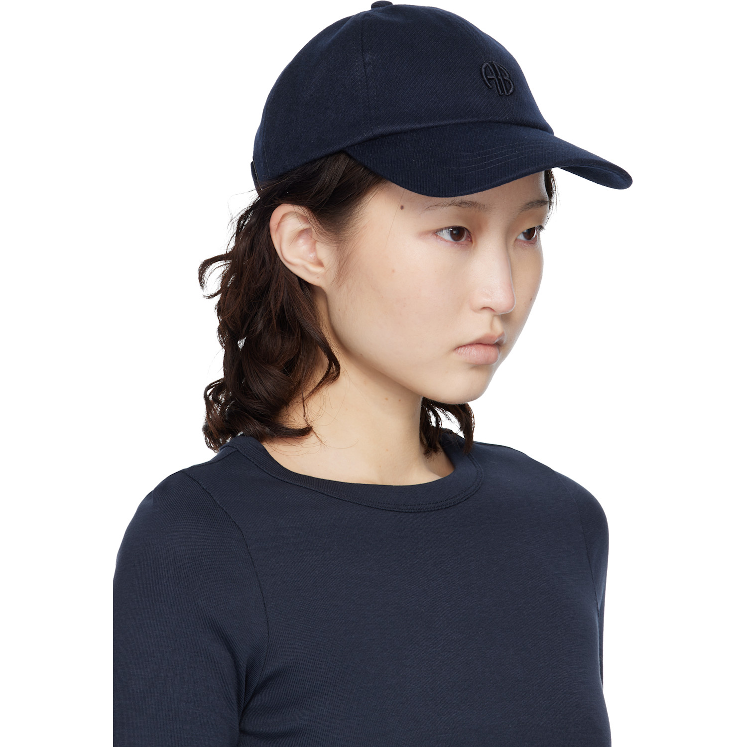  Anine Bing Navy Wool Jeremy Baseball Cap 