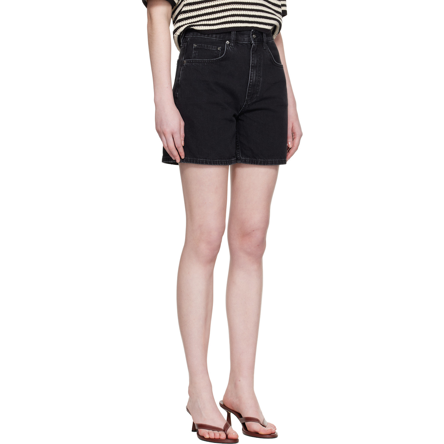  Anine Bing Black Delaney Denim Shorts 