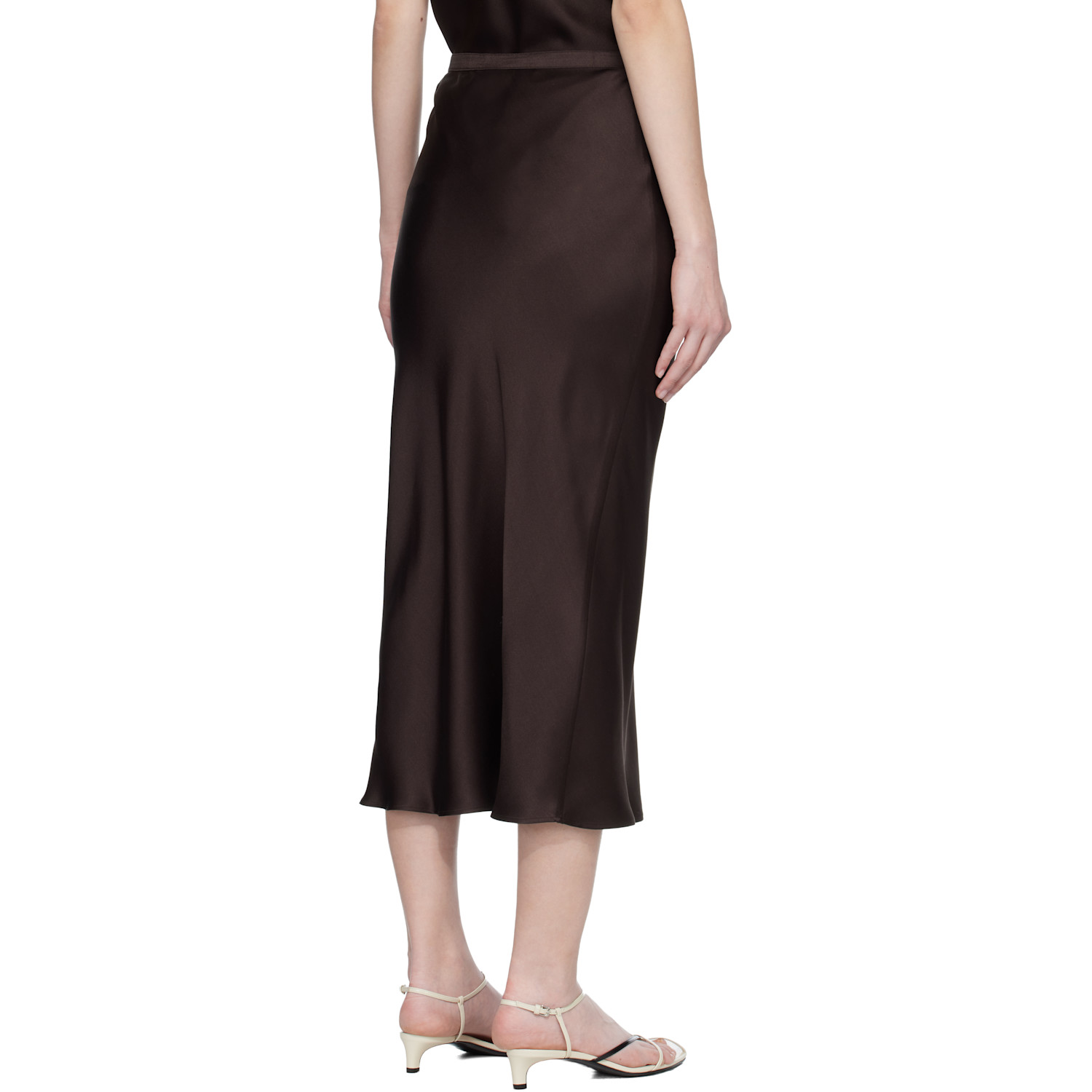  Anine Bing Brown Bar Silk Midi Skirt 