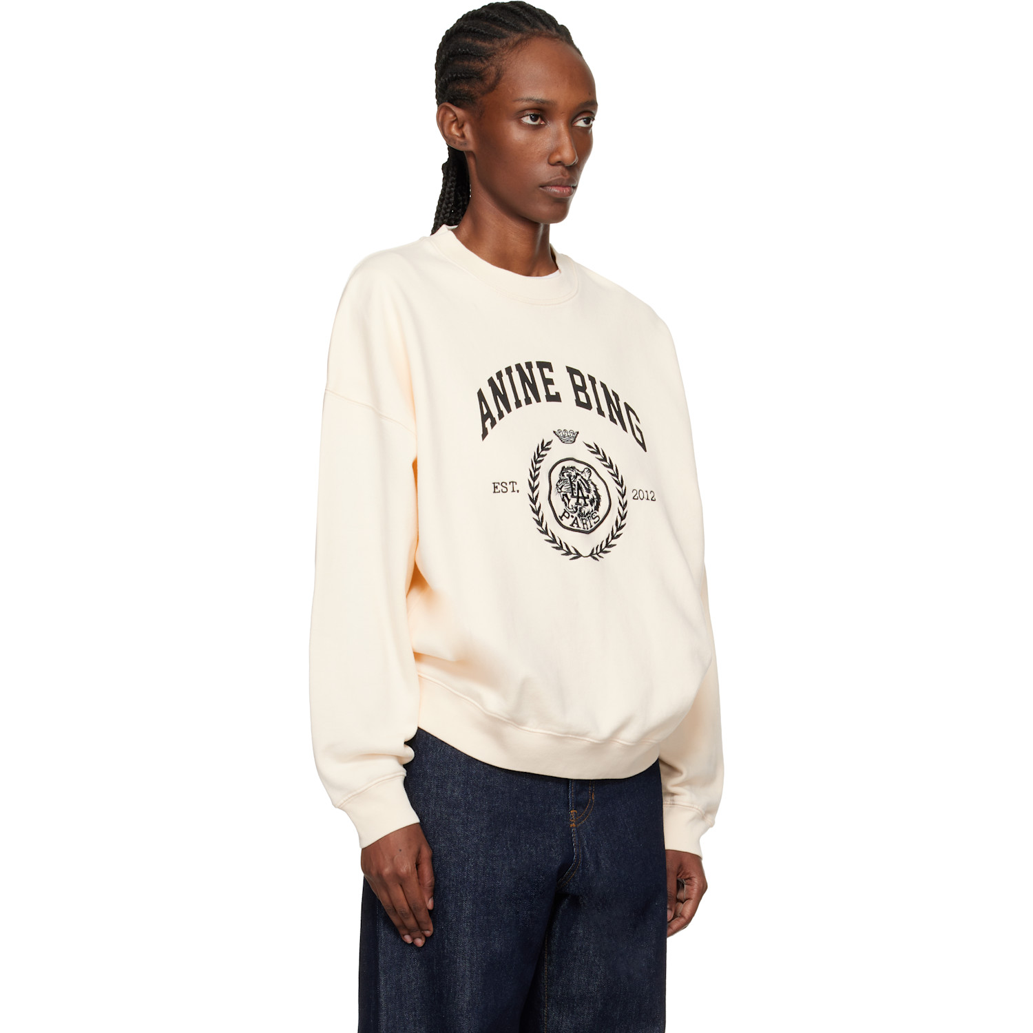  Anine Bing Off-white Miles Collegiate Sweatshirt 