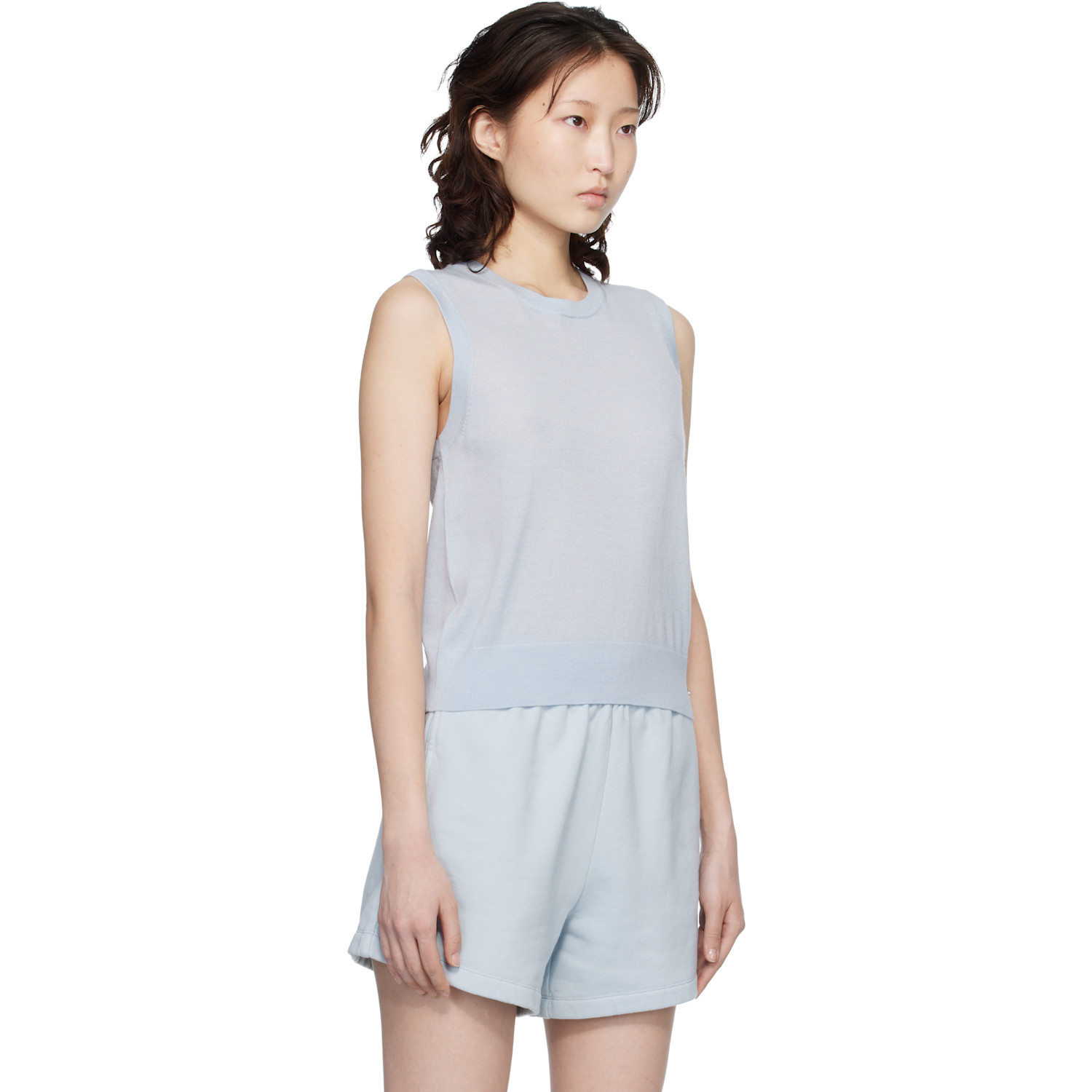  Anine Bing Blue Moni Crop Tank Top 