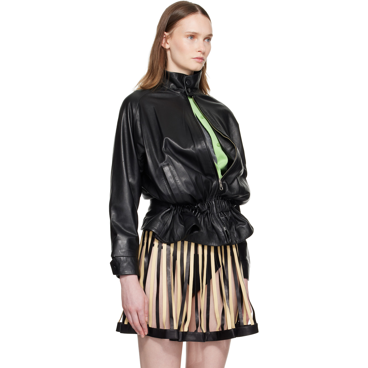  August Barron Black Twisted Leather Jacket 