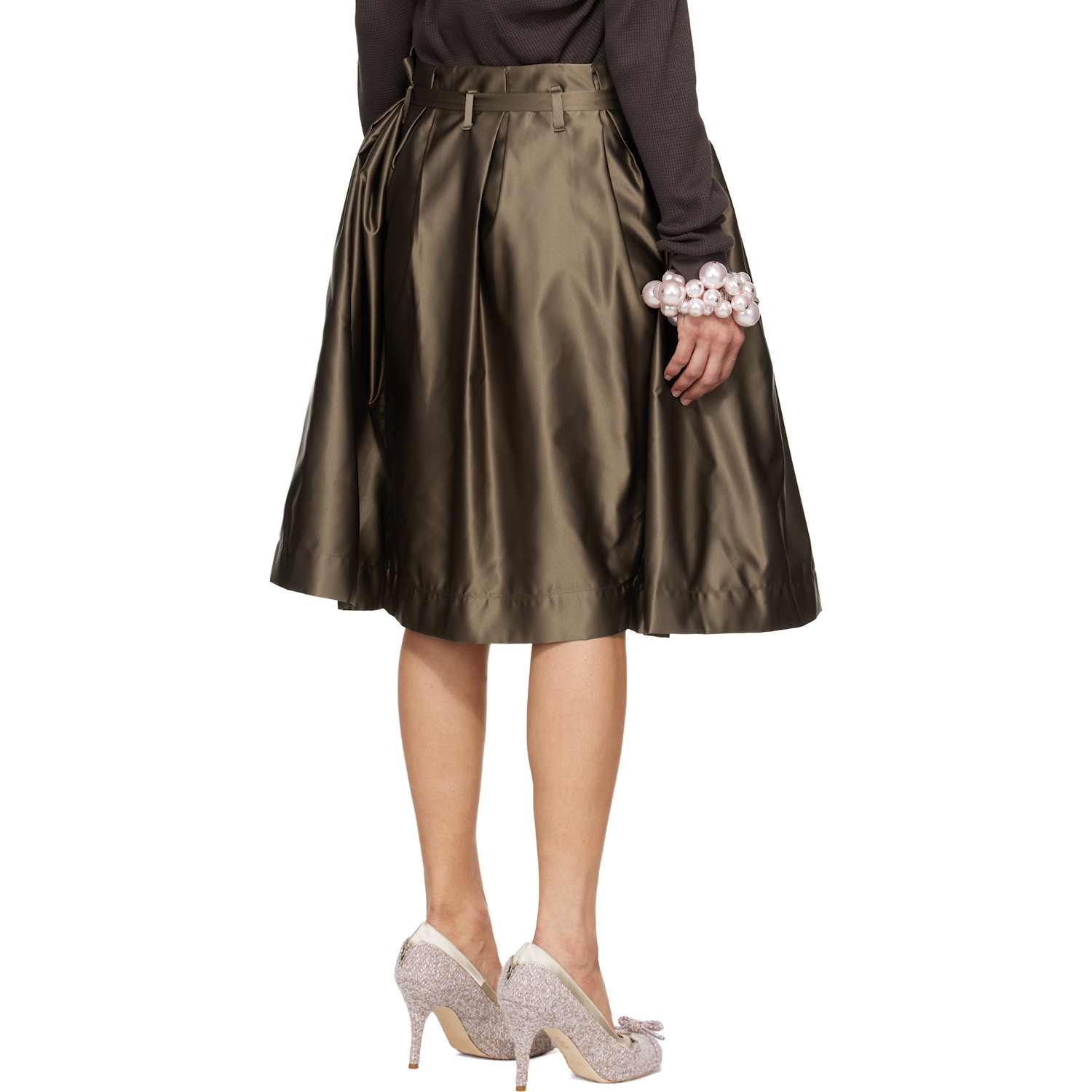  August Barron Brown Belted Ballgown Midi Skirt 