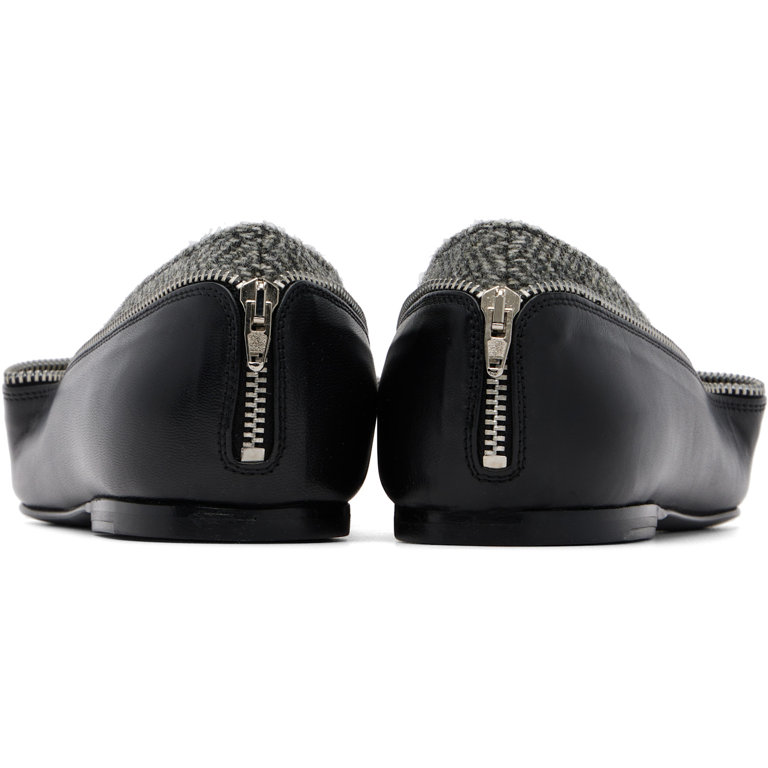  August Barron Black & Gray Unzipped Ballerina Flats 